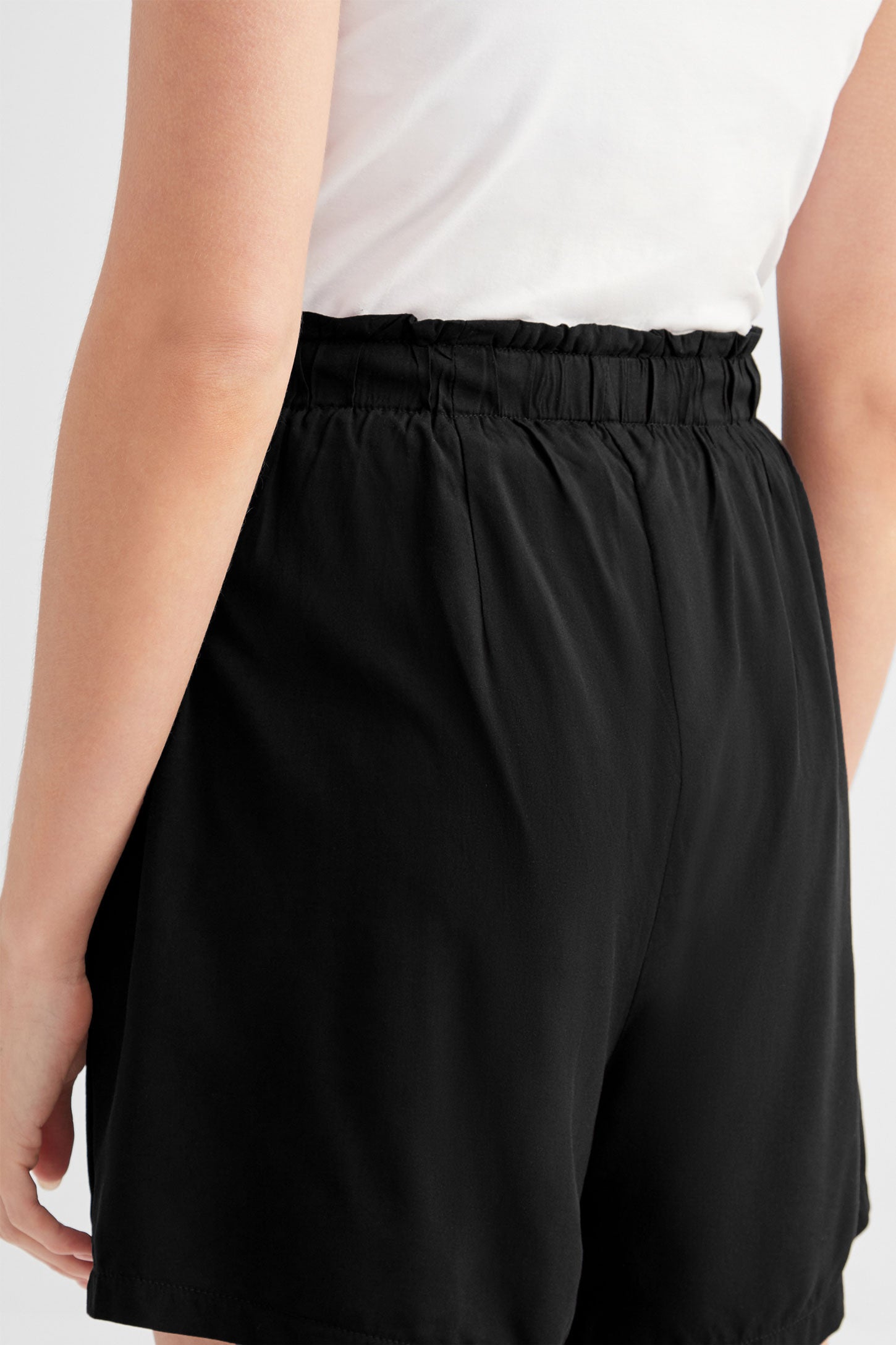 Short taille élastique en Challis - Femme && NOIR