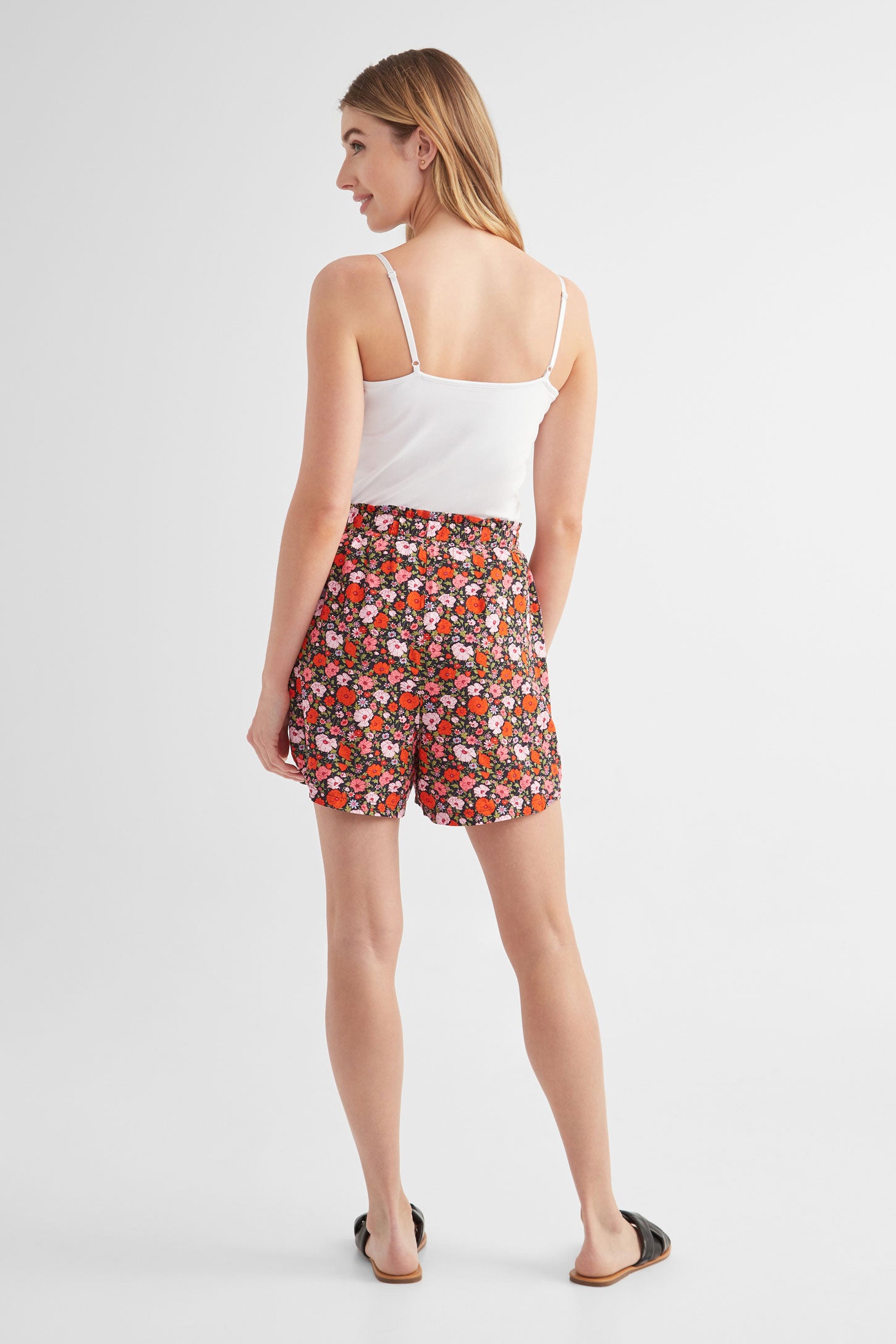 Short taille élastique en Challis - Femme && ROUGE/MULTI