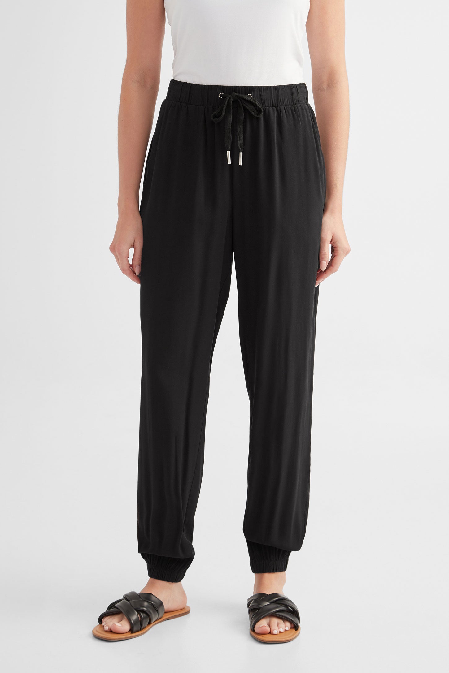 Pantalon jogger en Challis - Femme && NOIR