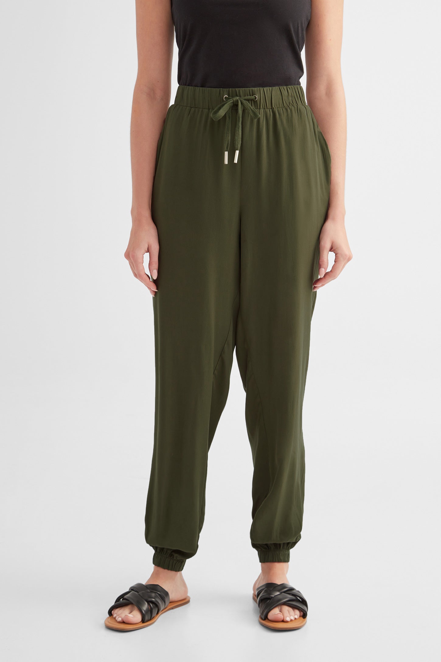 Pantalon jogger en Challis - Femme && KAKI