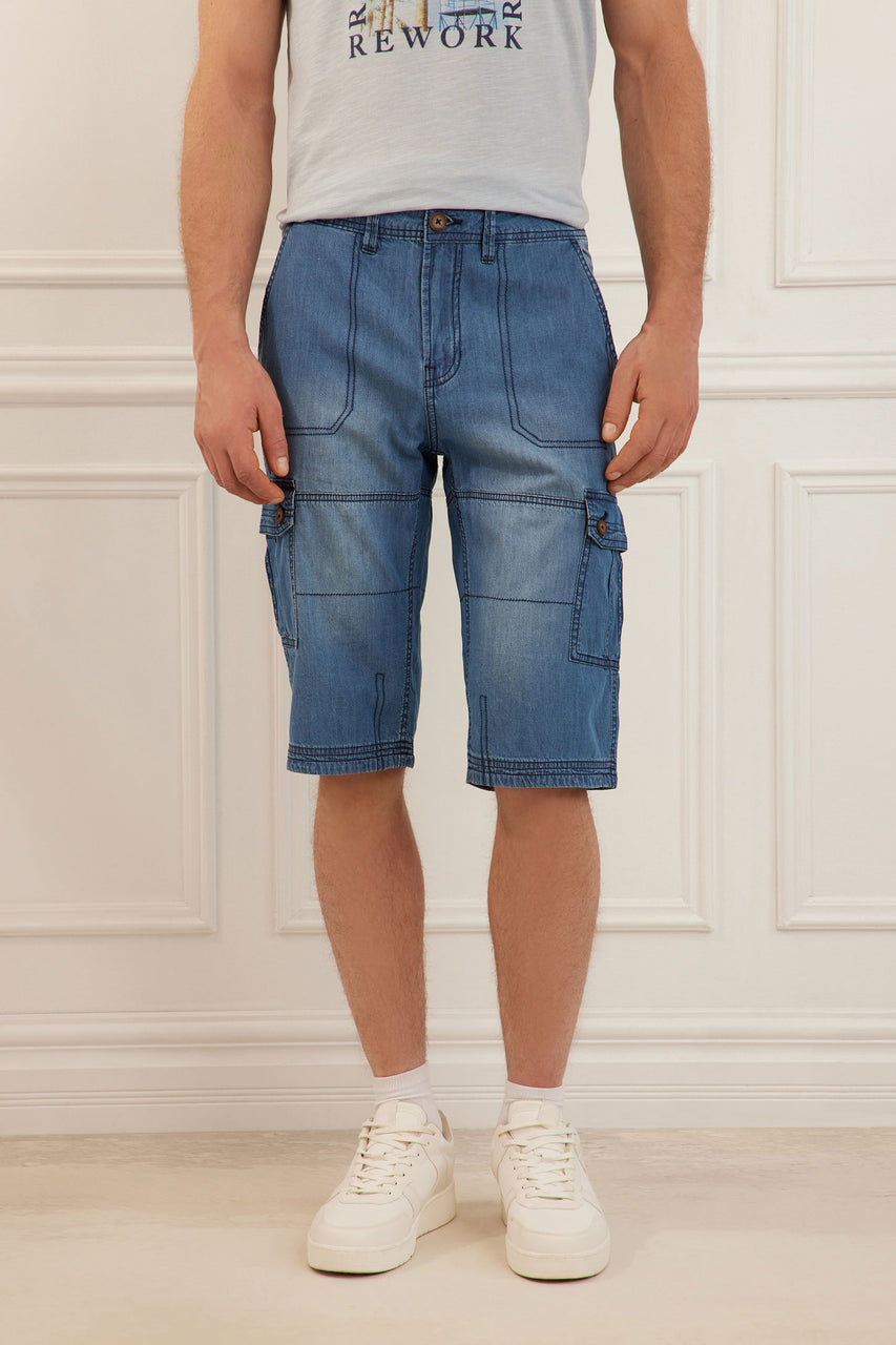 Aubainerie Shorts En Jeans Homme Bermuda Long Jean Homme Cargo