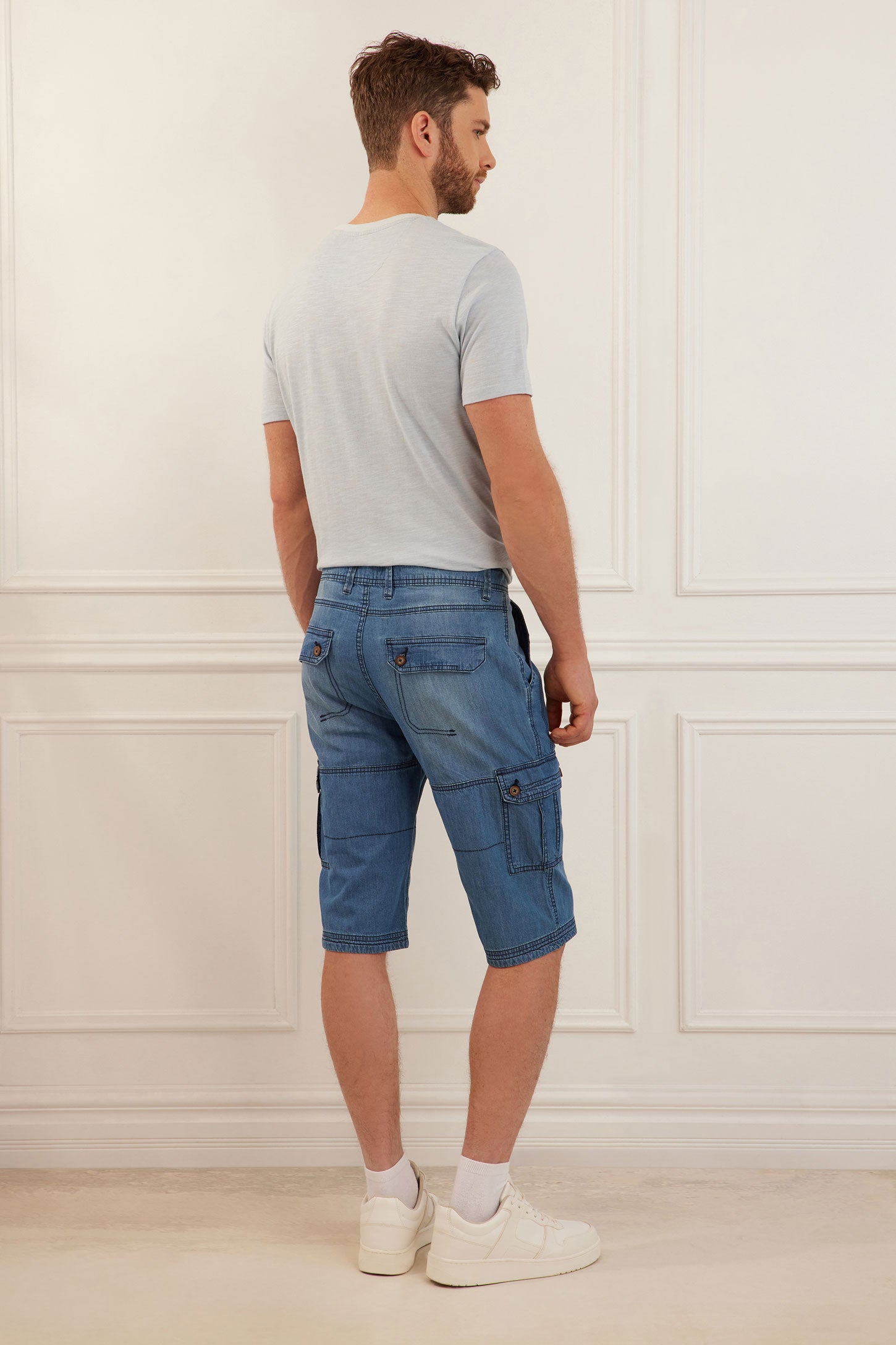 Bermuda cargo en jeans - Homme && DENIM PALE