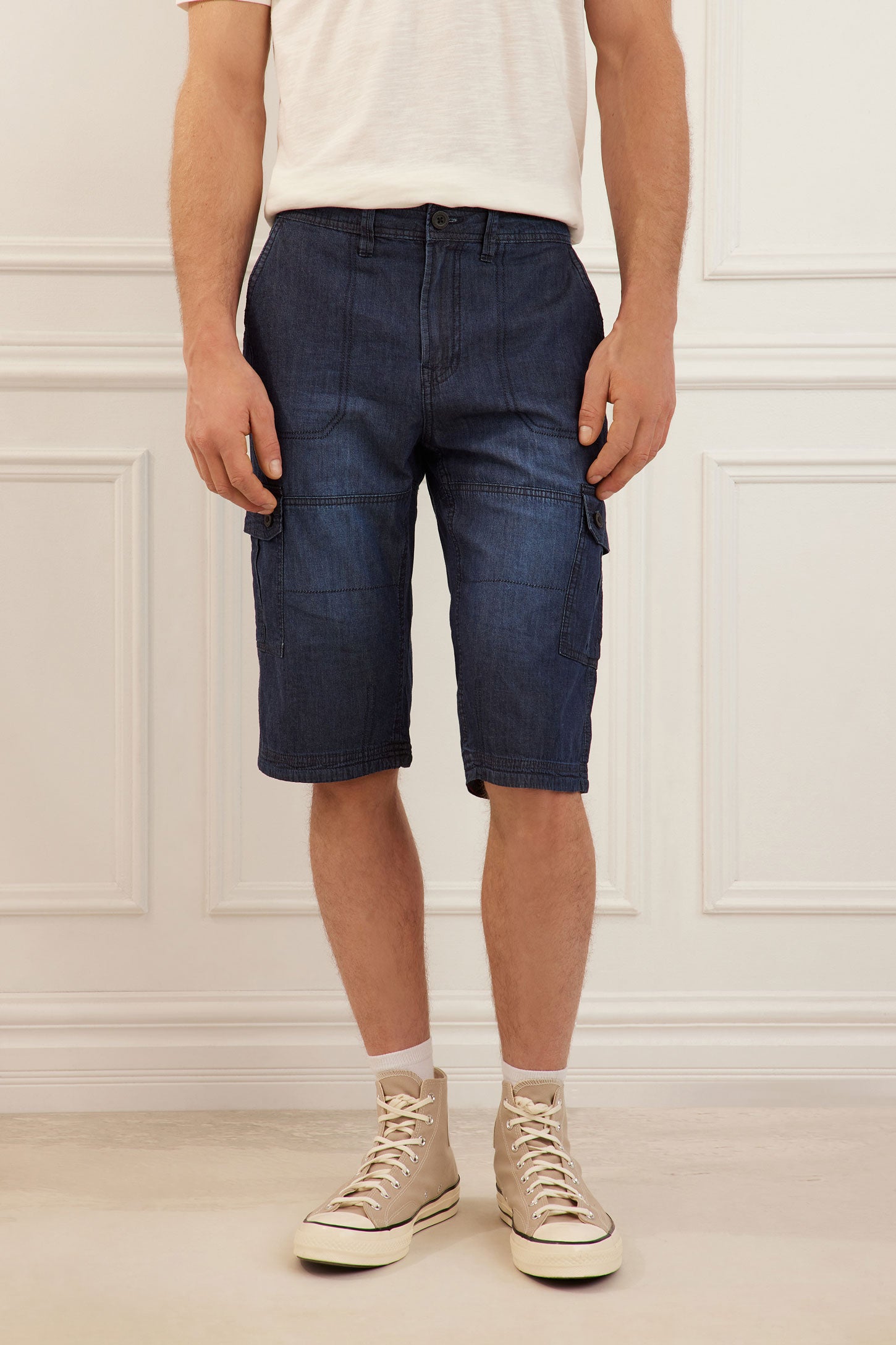 Bermuda cargo en jeans - Homme && DENIM FONCE