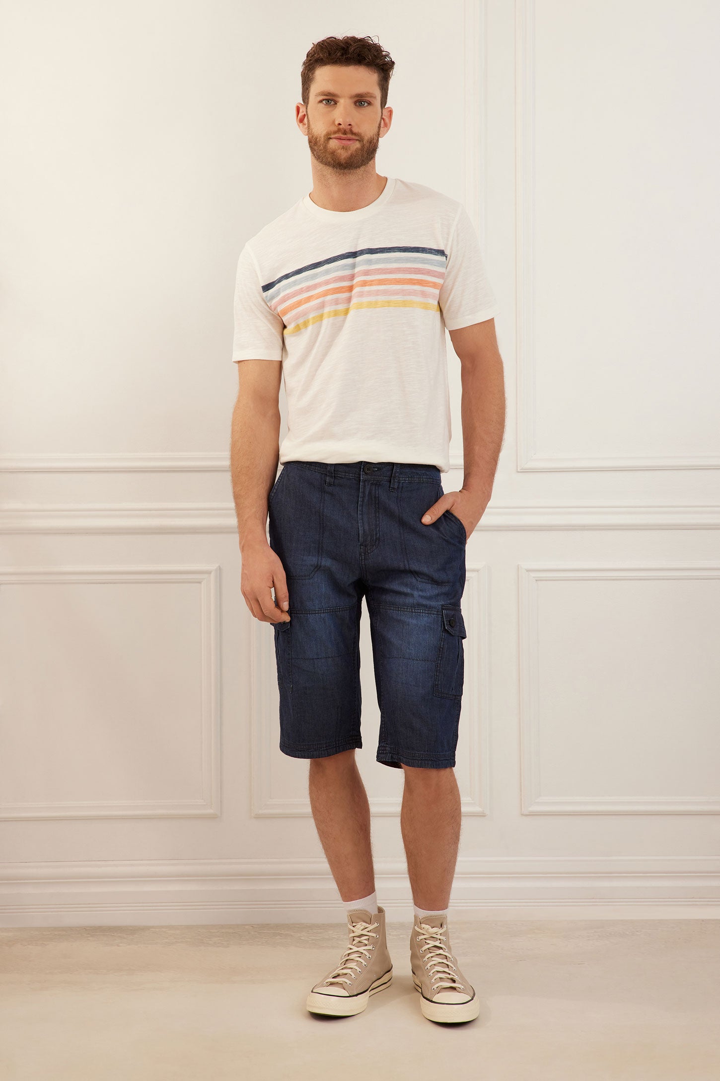 Bermuda cargo en jeans - Homme && DENIM FONCE