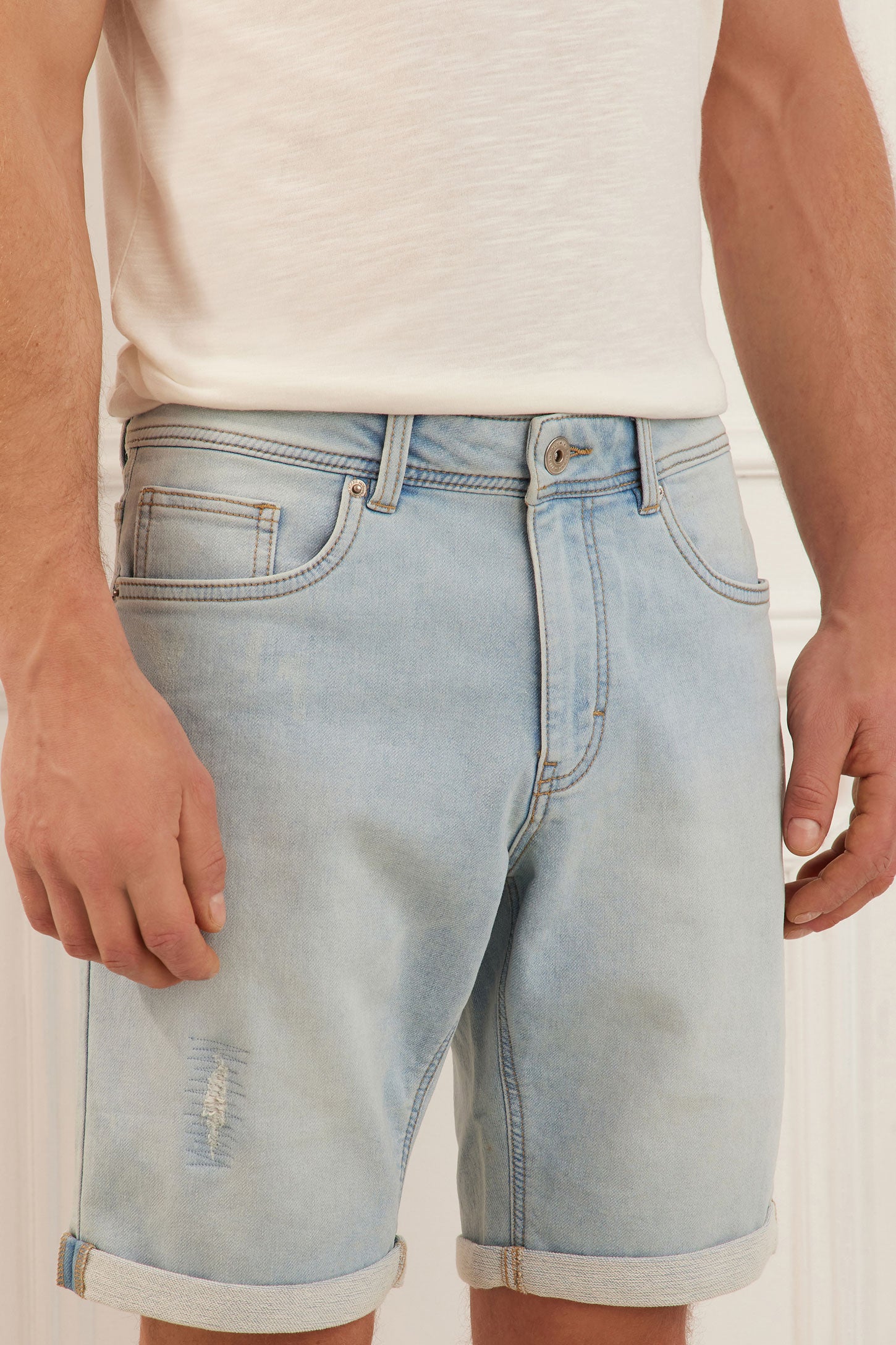 Short 5 poches en jeans - Homme && DENIM PALE