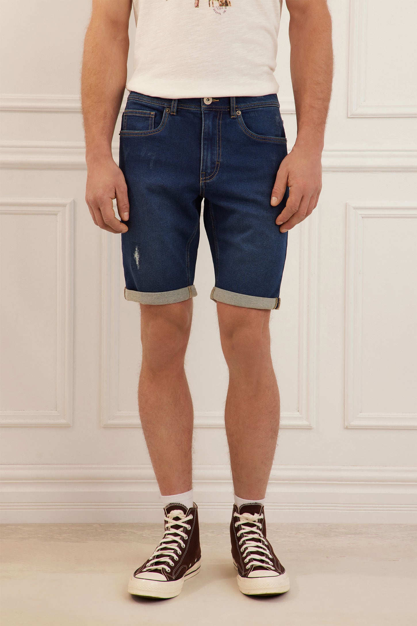 Short 5 poches en jeans - Homme && DENIM FONCE