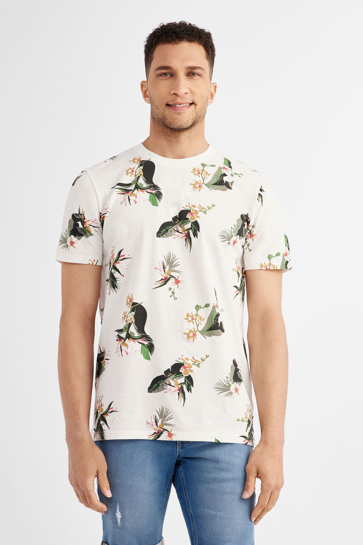 T-shirt imprimé en coton, 2/30$ - Homme && BLANC CASSÉ