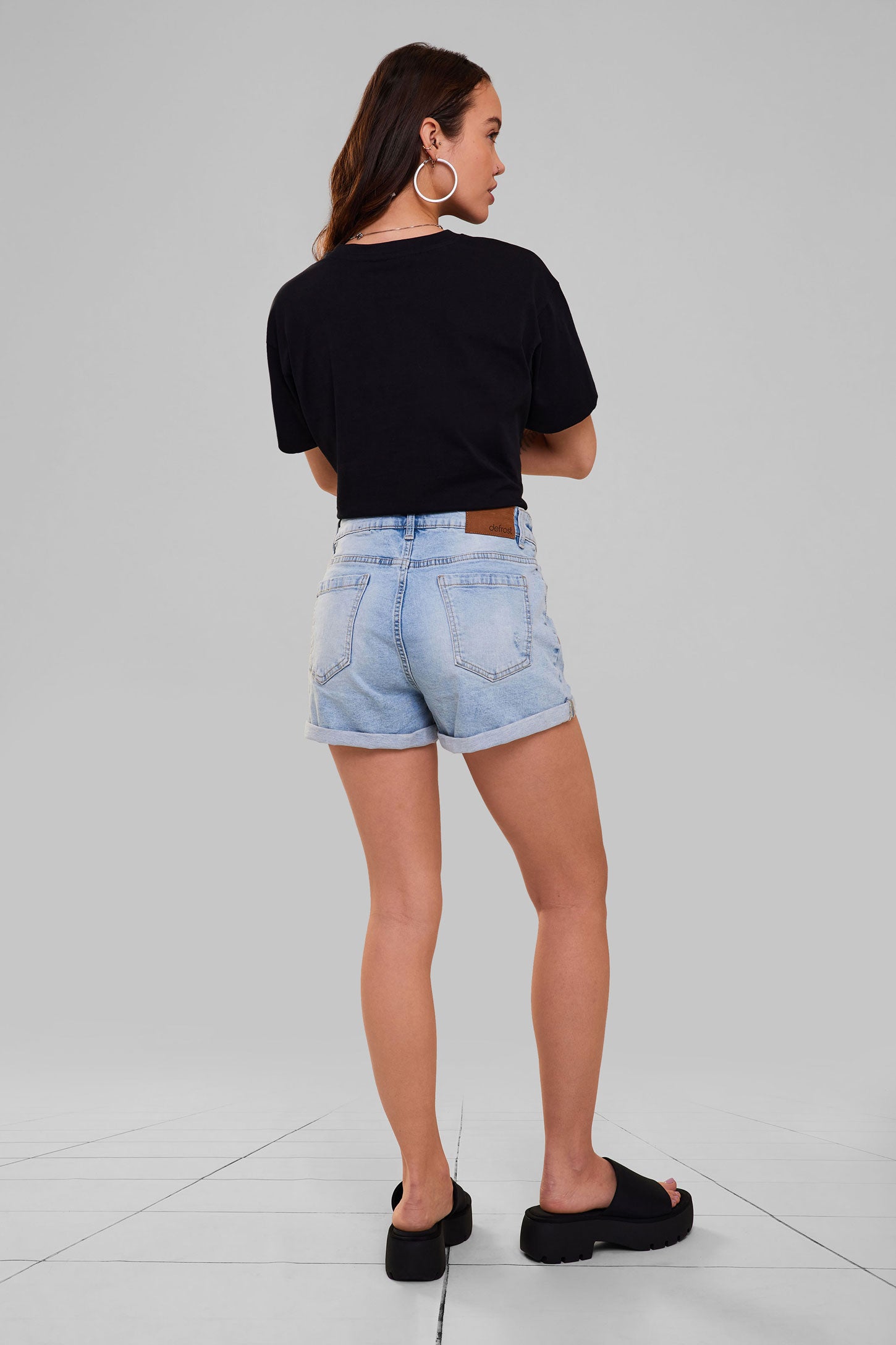 Short Mom taille haute en jeans - Femme && PEROXYDE