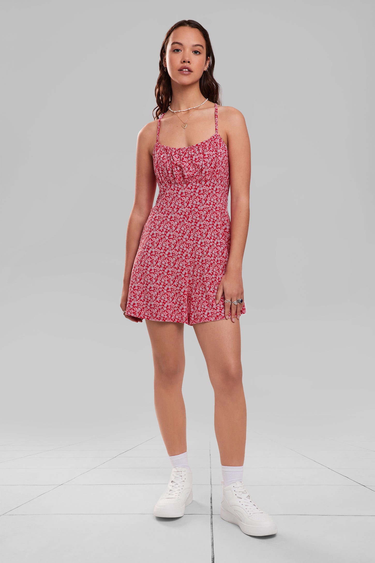 Combi-short imprimé floral - Femme && ROUGE/MULTI