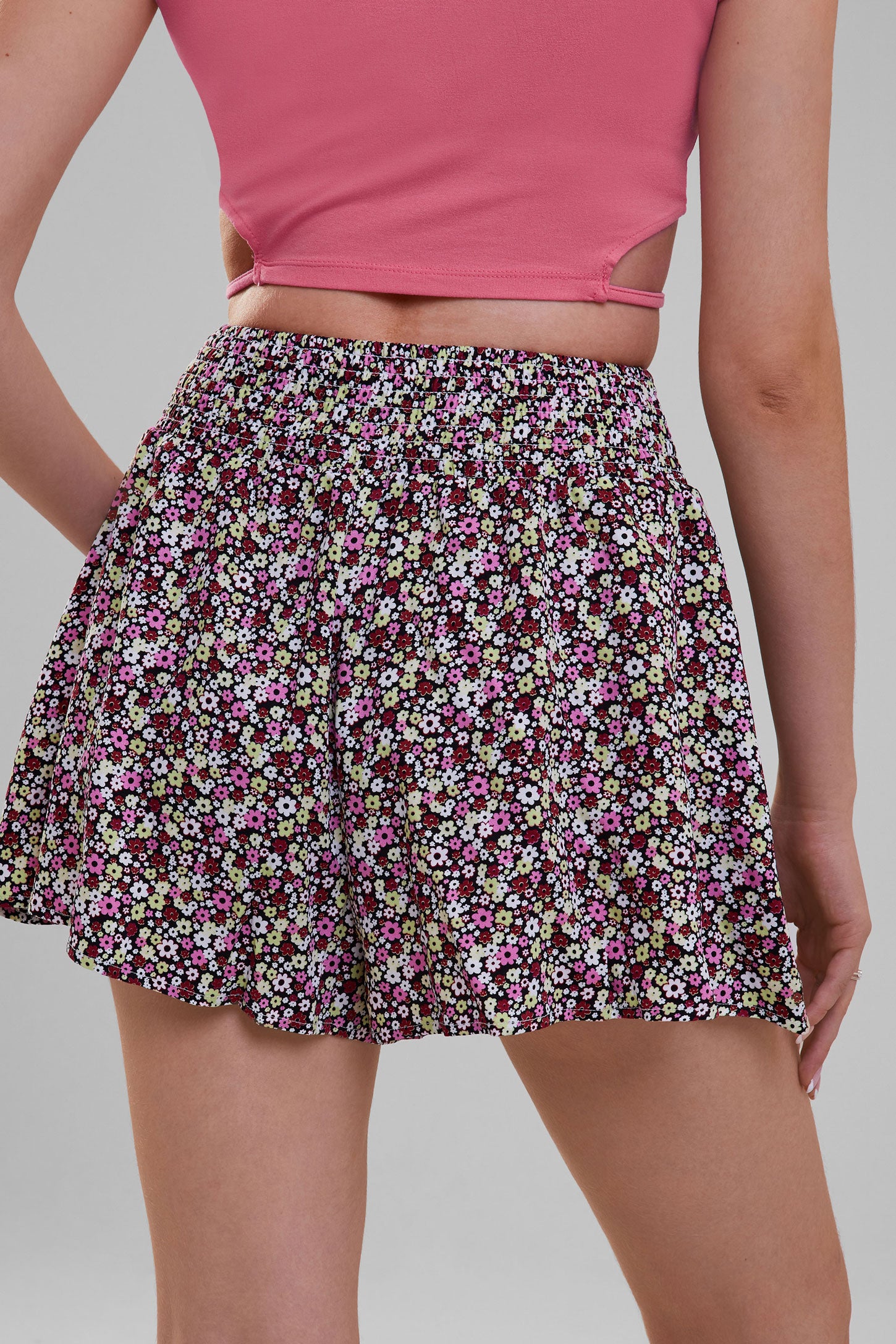 Short fluide taille haute imprim floral Femme