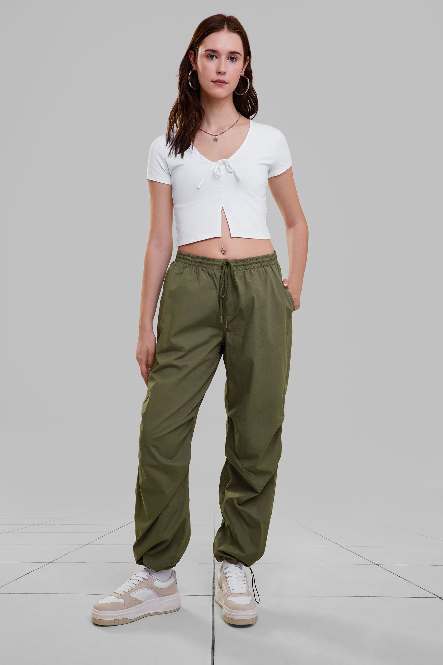 Pantalon parachute - Femme && KAKI