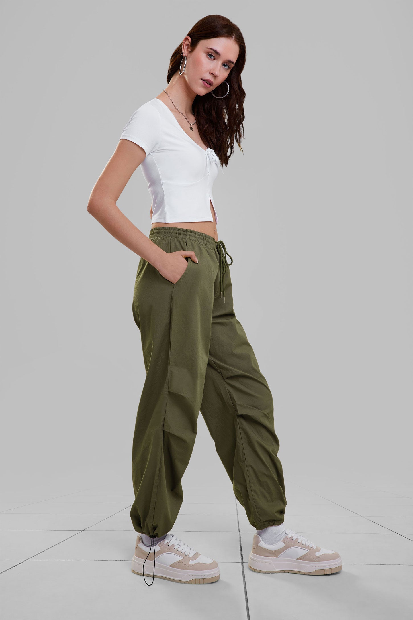 Pantalon parachute - Femme && KAKI