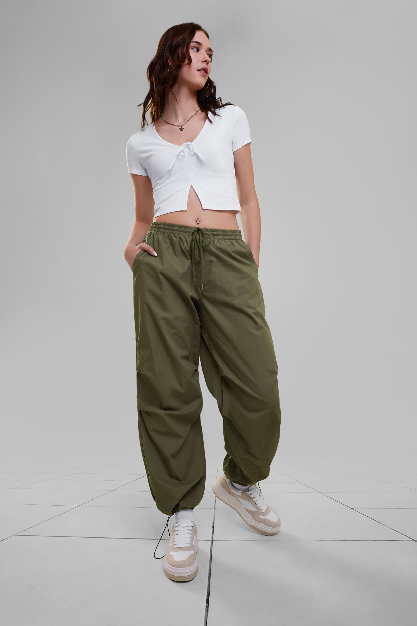 Pantalon parachute - Femme && KAKI