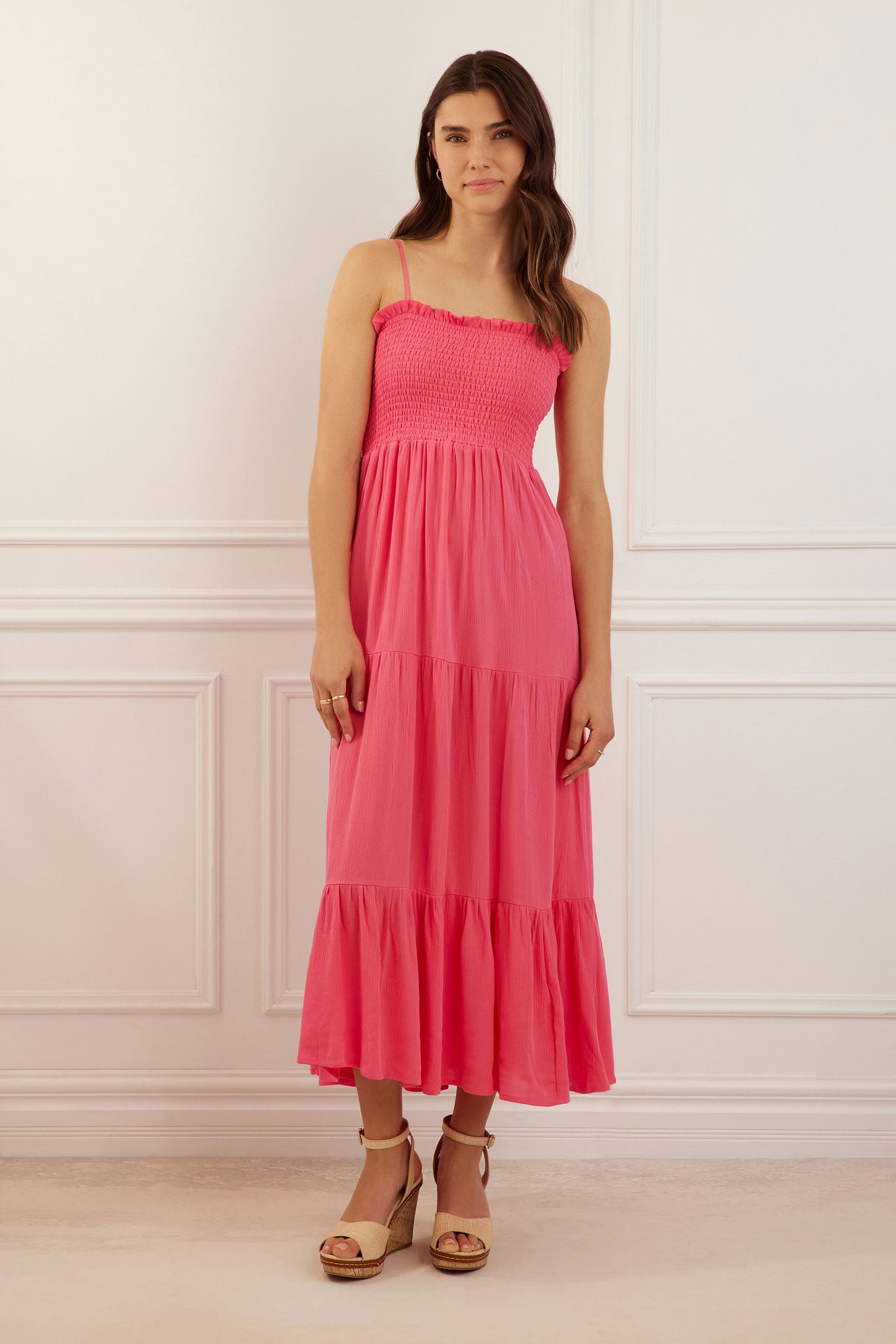 Robe longue volants étagés - Femme && ROSE