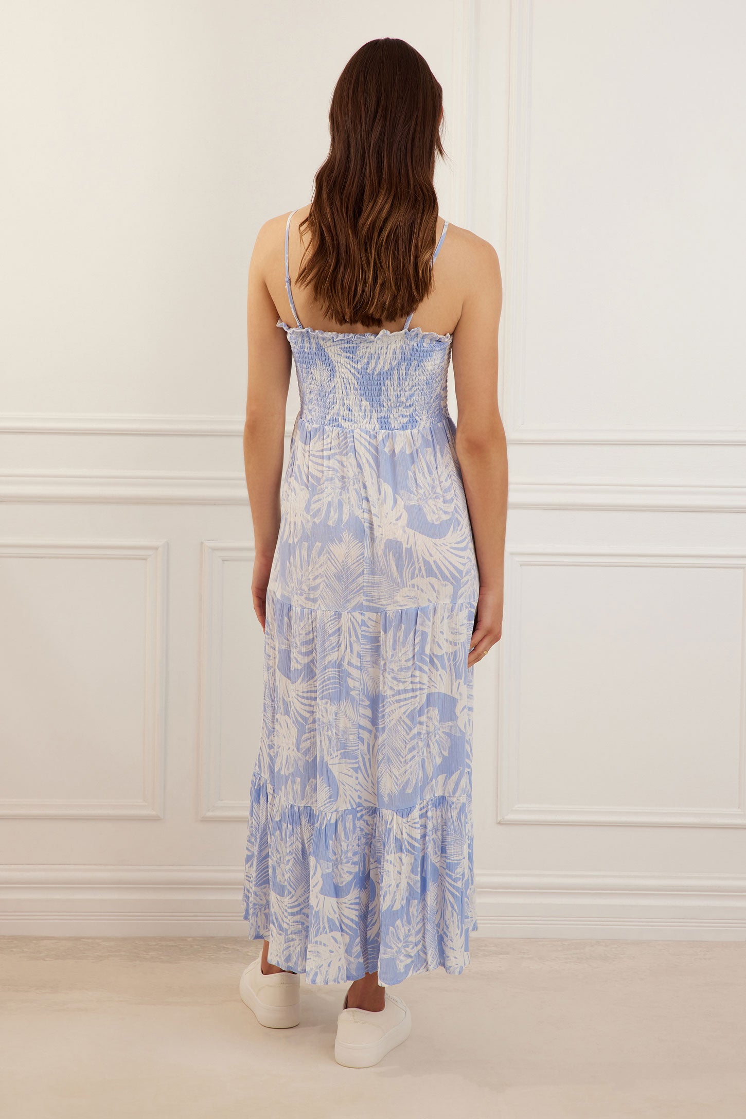 Robe longue volants étagés - Femme && BLEU MULTI