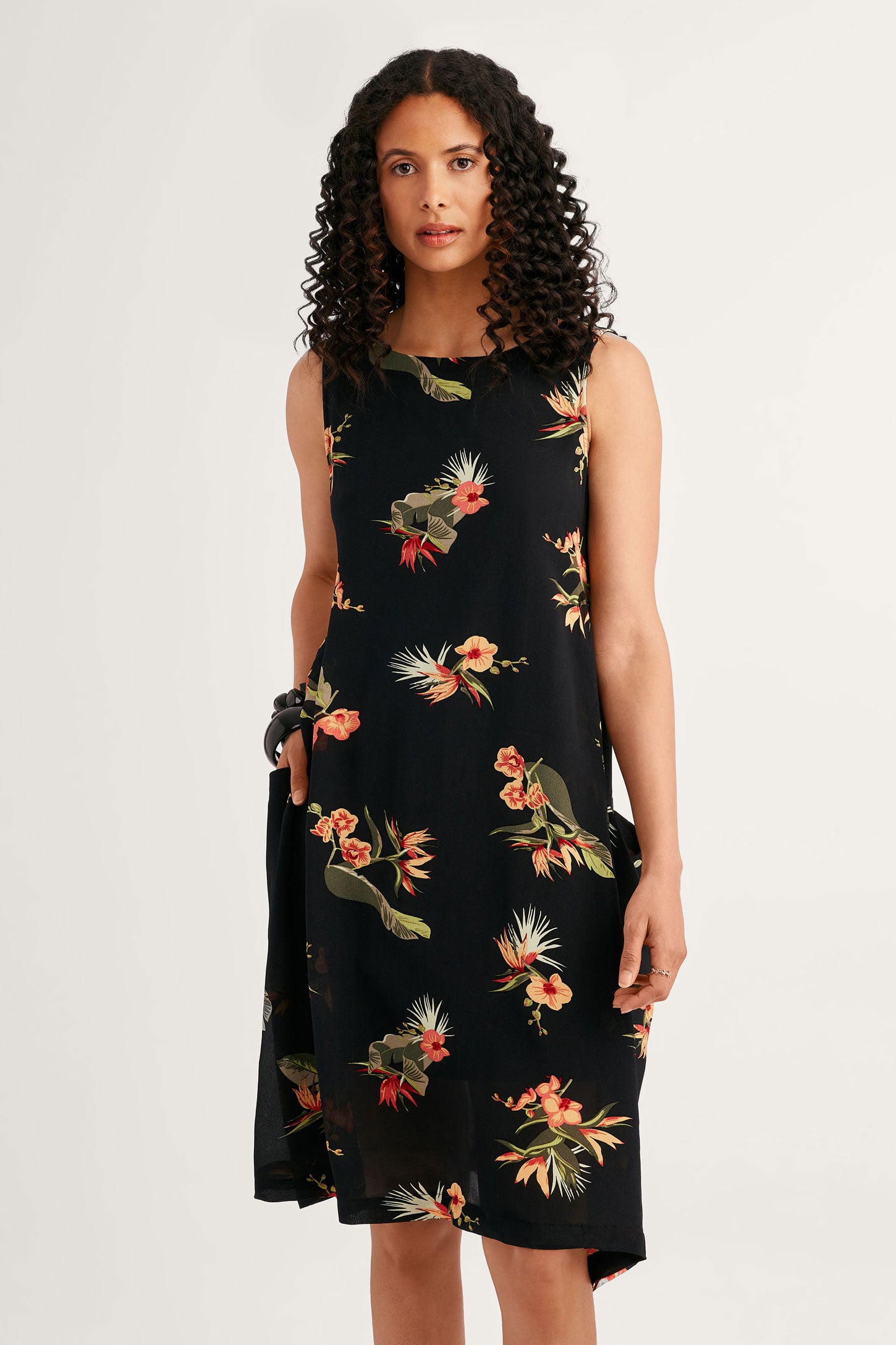 Robe coupe ligne A imprim floral Femme