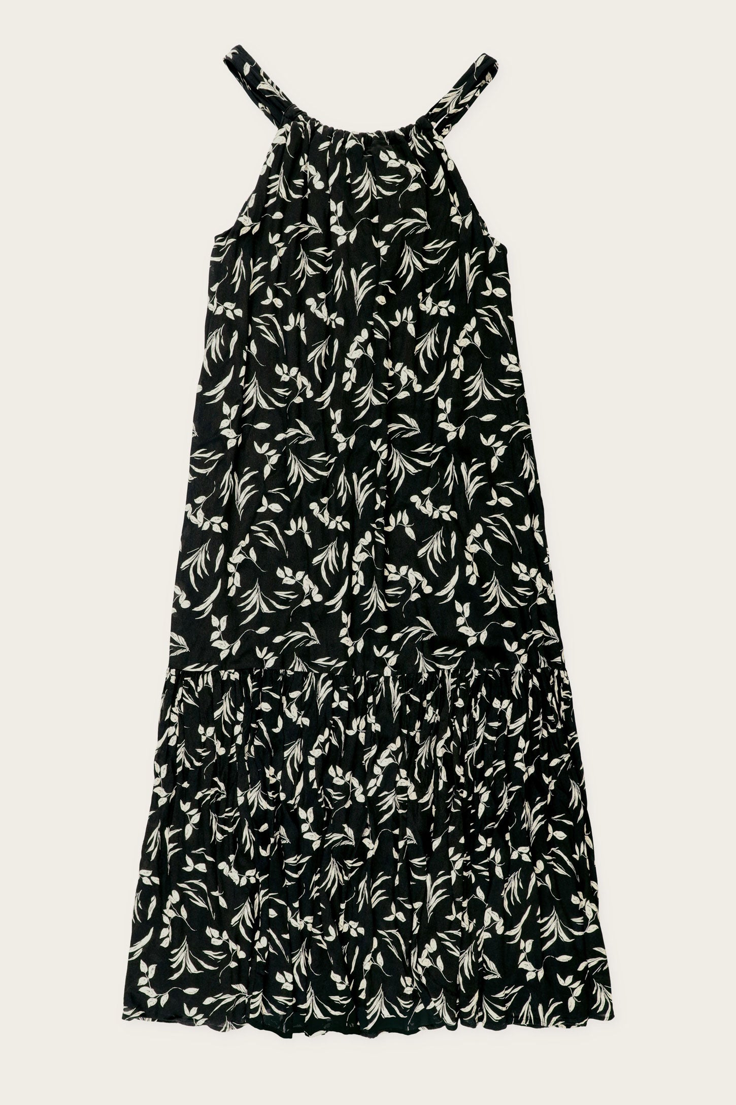 Robe halter coupe ligne A imprimé floral - Femme && NOIR/BLANC