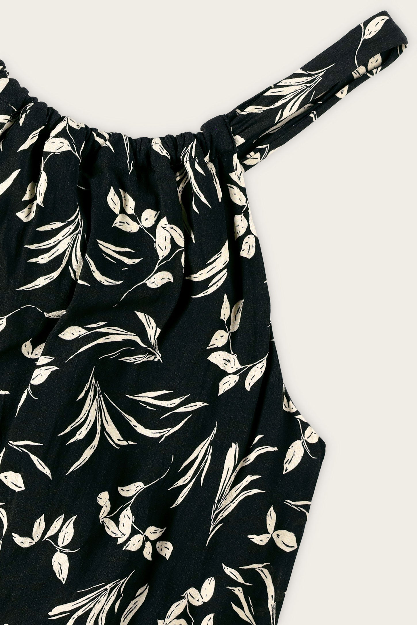 Robe halter coupe ligne A imprimé floral - Femme && NOIR/BLANC