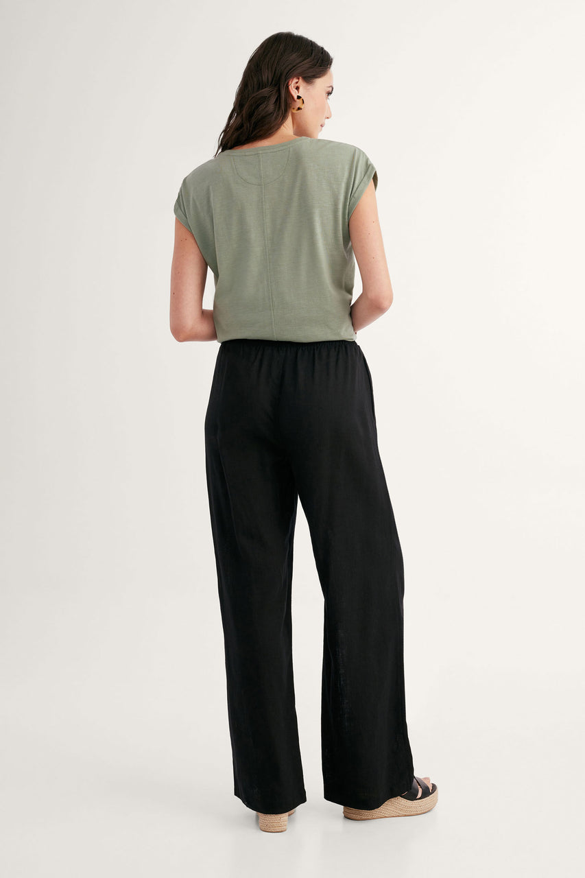 Pantalon Pull-on jambe évasée lin - Femme