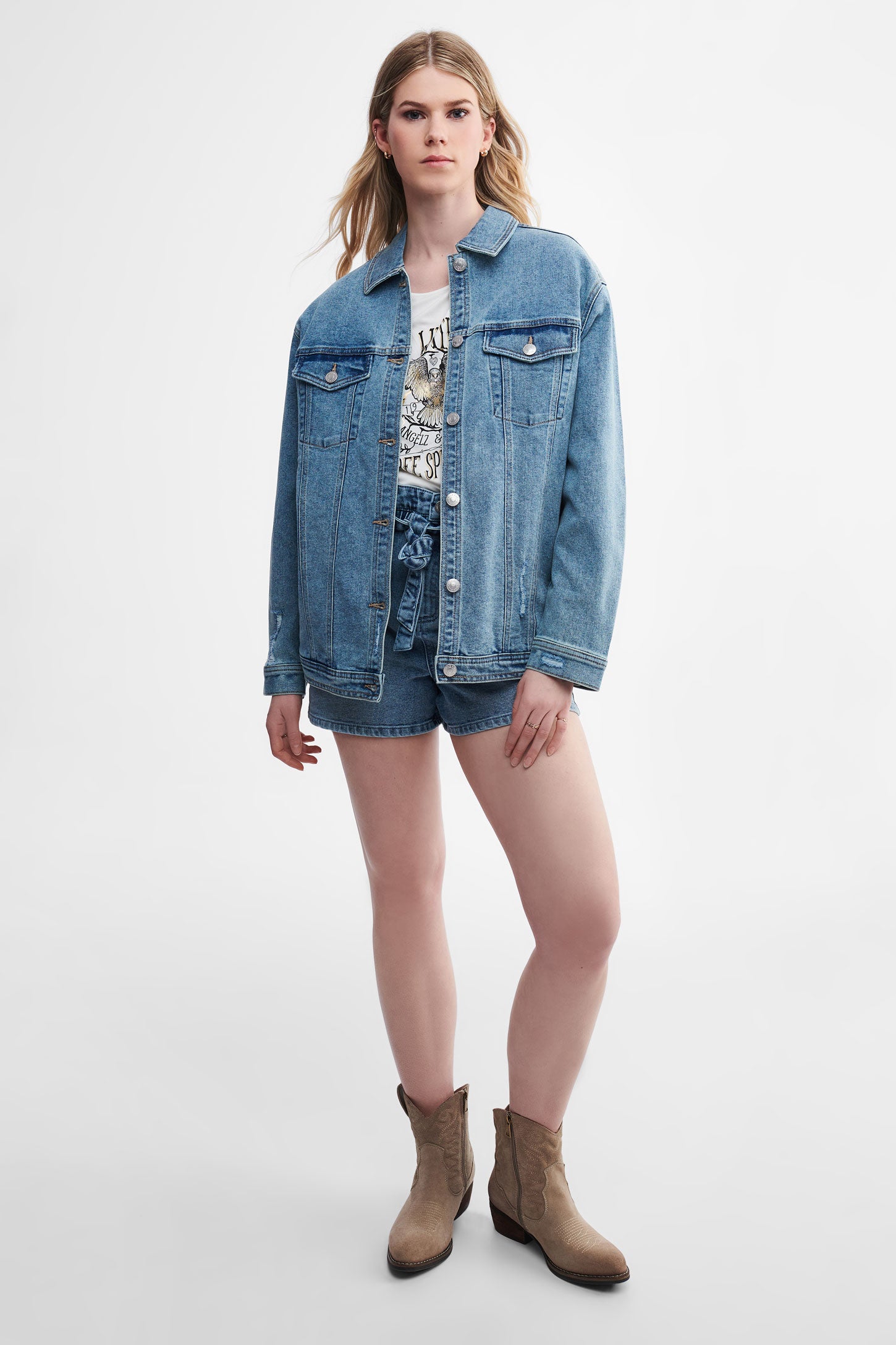 Veste en jeans surdimensionnée - Femme && DENIM PALE