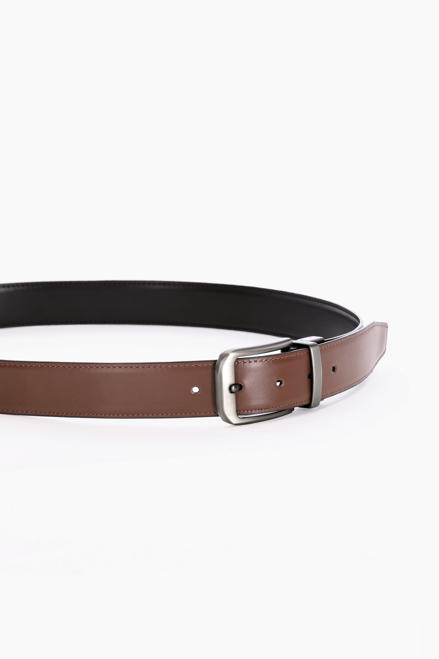 Ceinture réversible 2-en-1 en cuir - Homme && BRUN/COGNAC