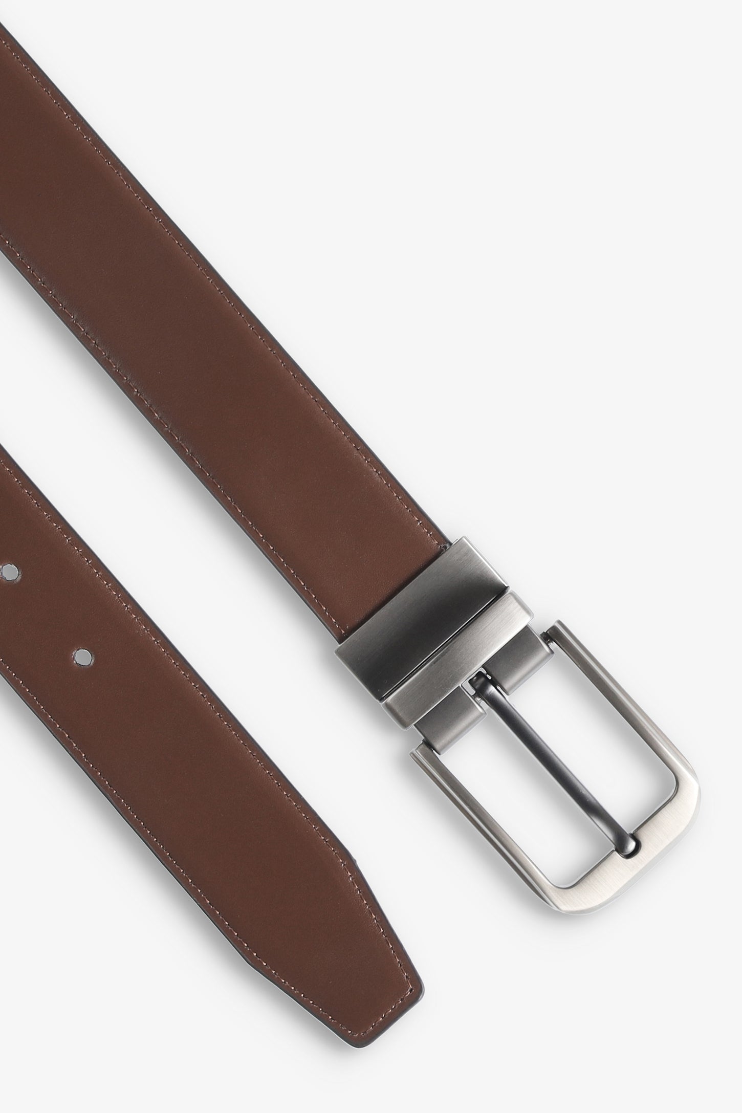 Ceinture réversible 2-en-1 en cuir - Homme && BRUN/COGNAC