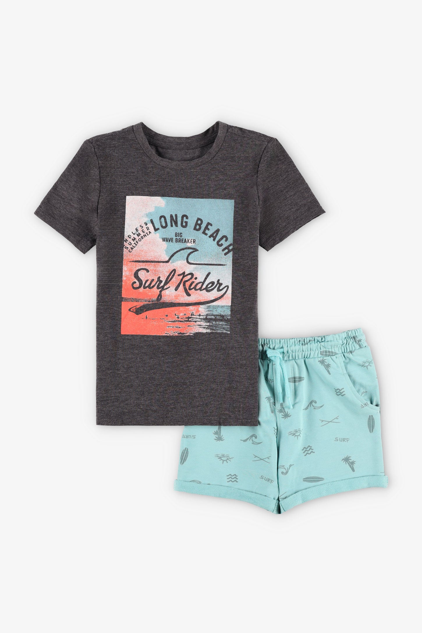 Ensemble 2-pièces t-shirt et short - Enfant garçon && CHARBON MIXTE