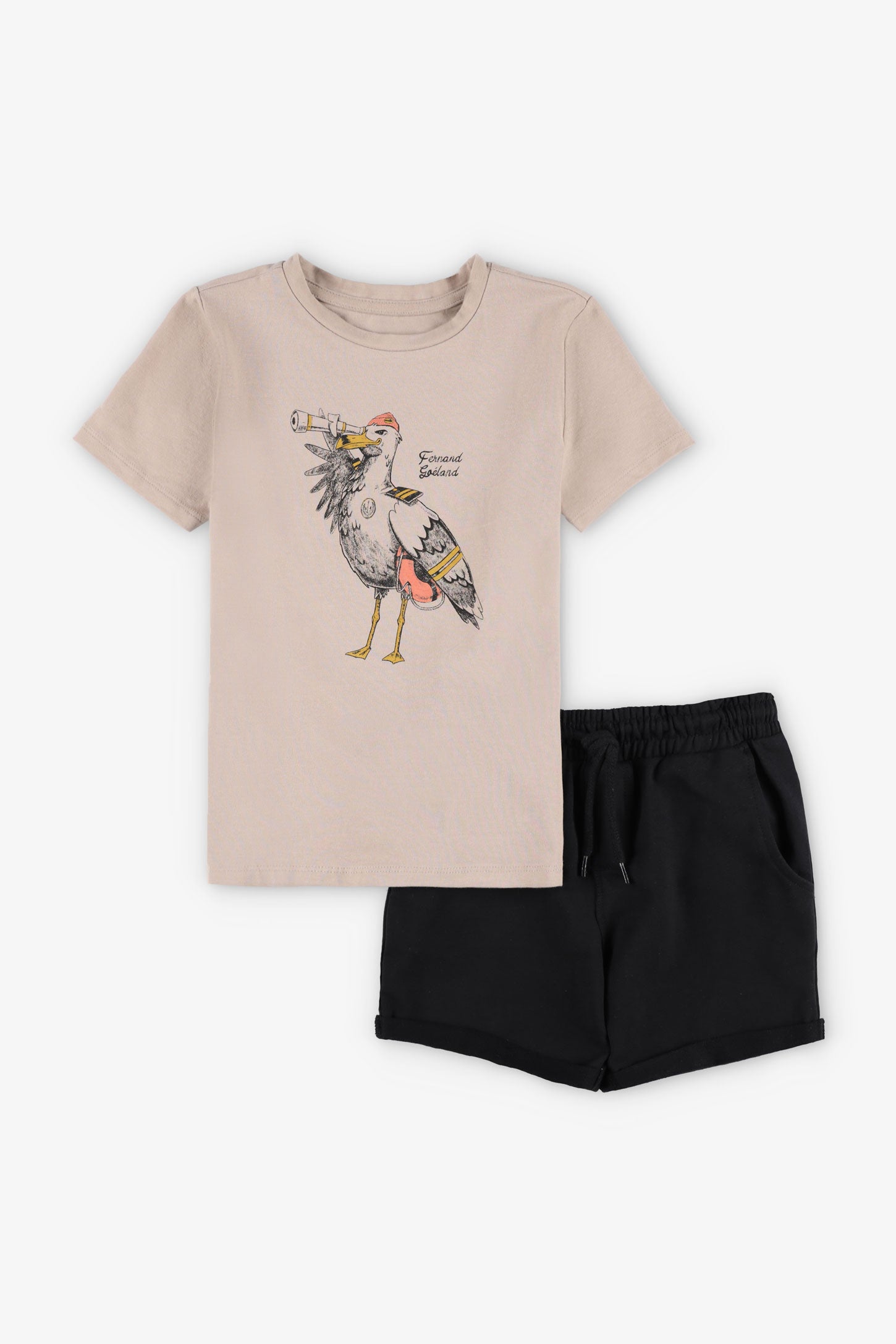 Ensemble 2-pièces t-shirt et short - Enfant garçon && TAUPE