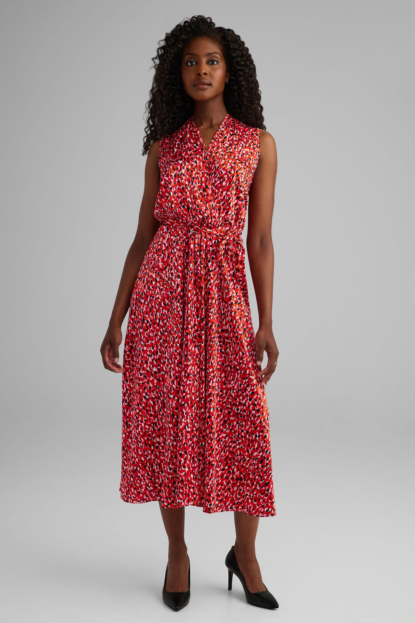 Robe longue cache-coeur - Femme && ROUGE