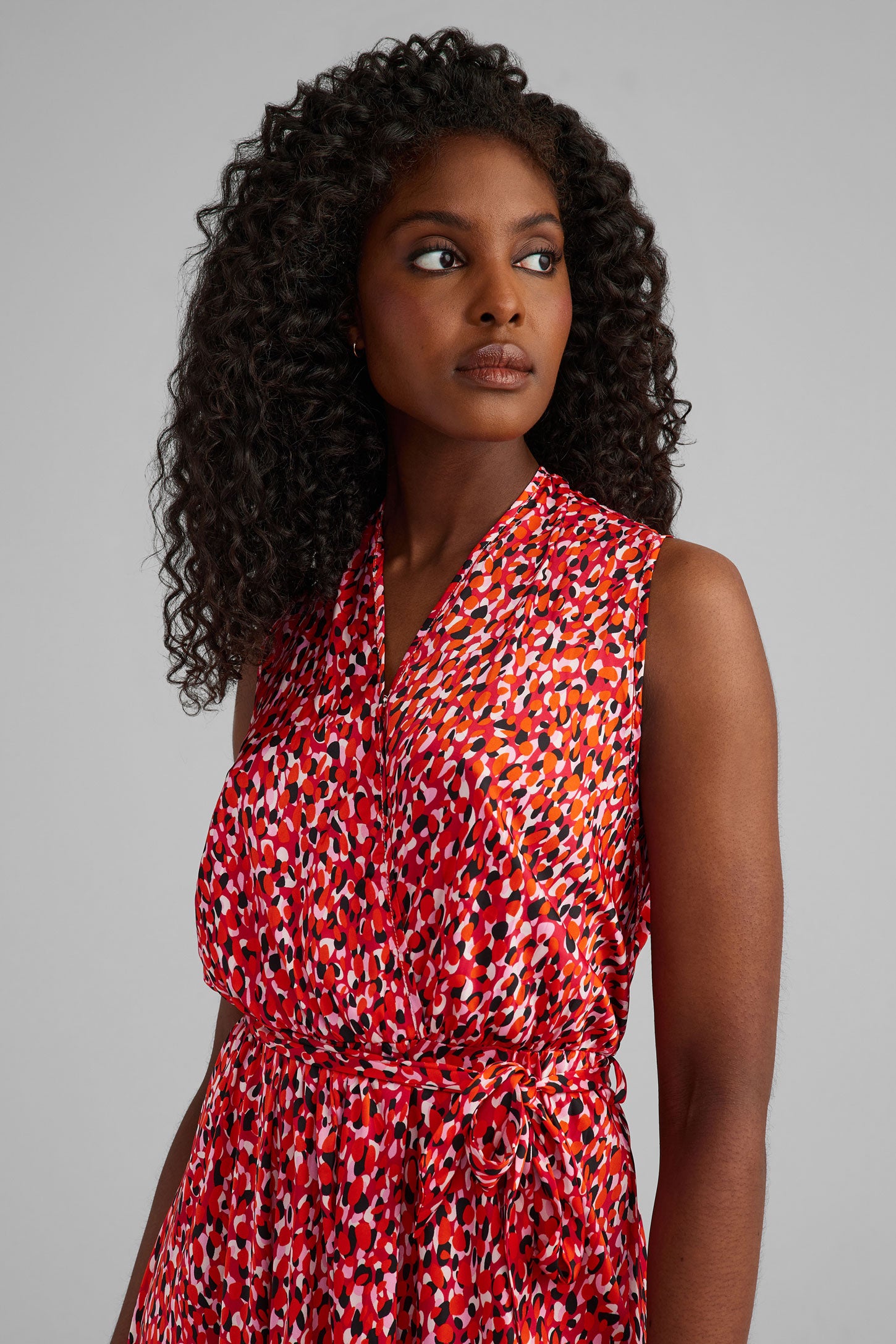 Robe longue cache-coeur - Femme && ROUGE