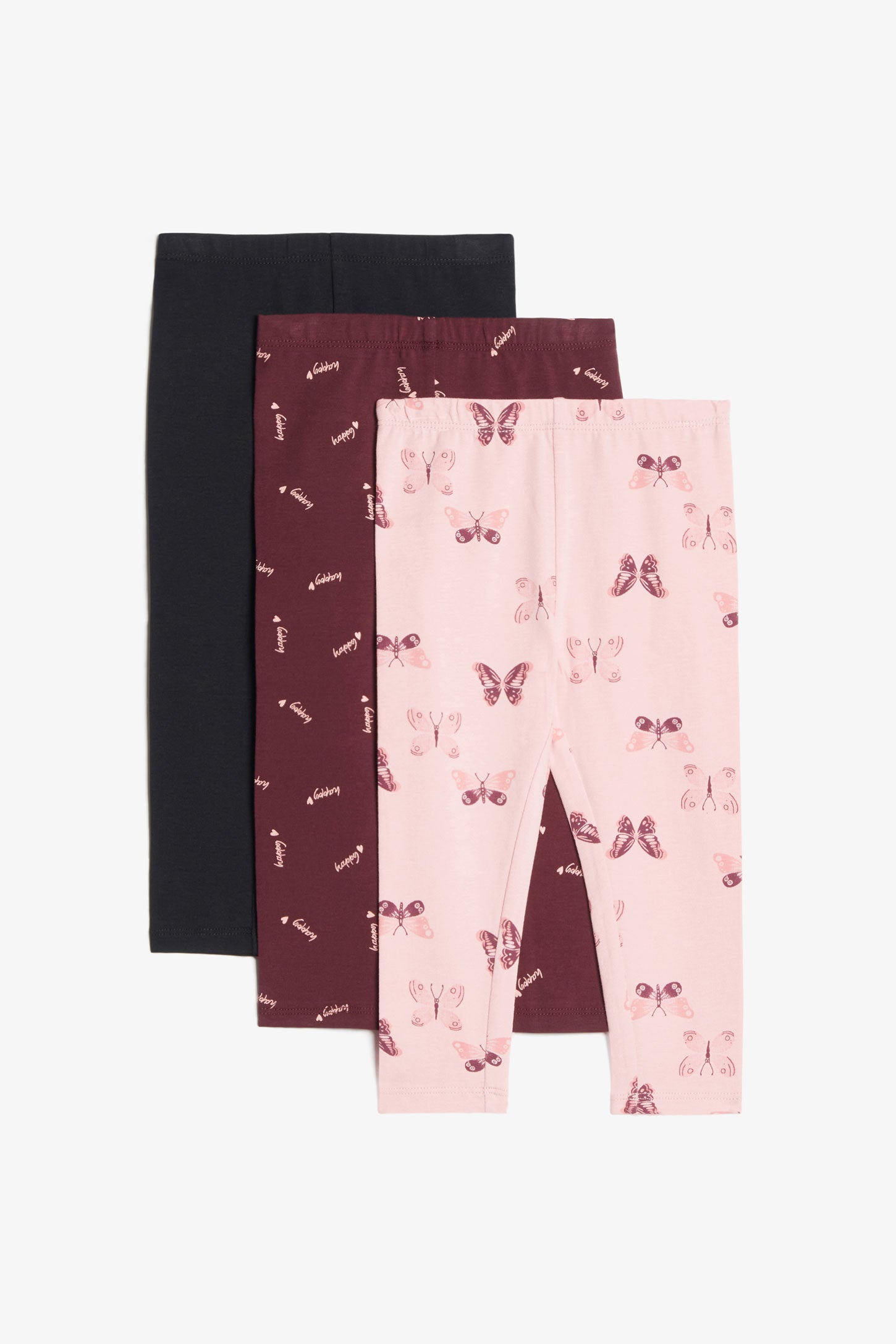 Prix pop, Lot de 3 leggings en coton - Enfant fille && NOIR