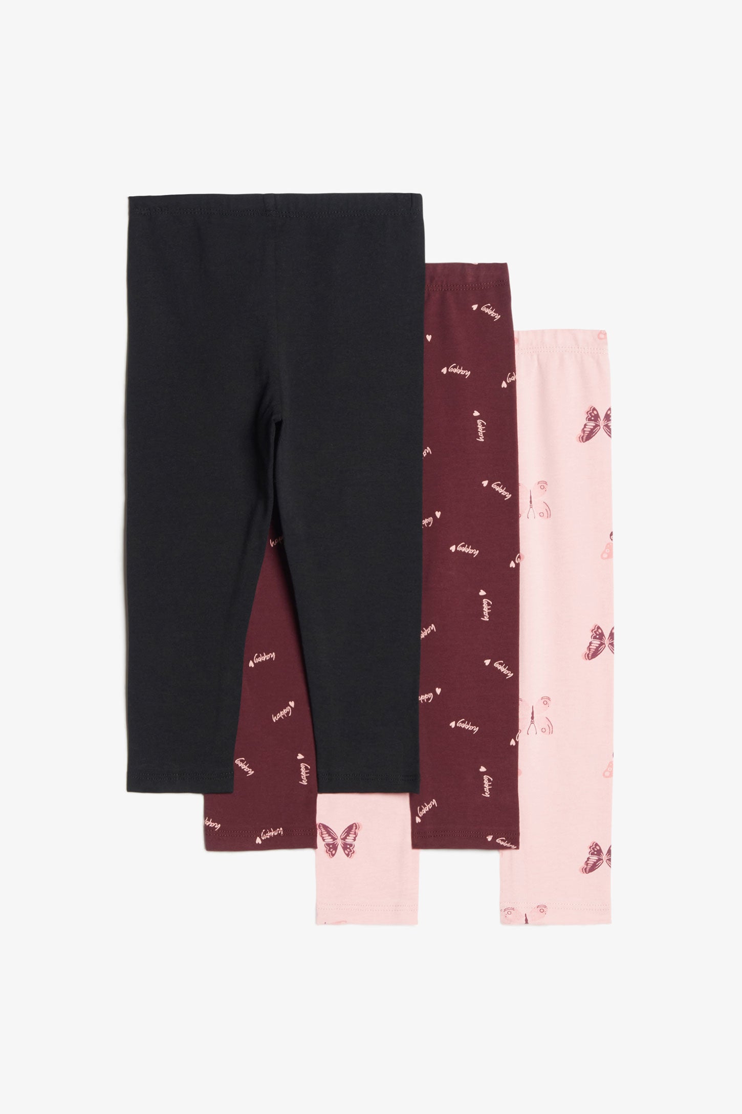 Prix pop, Lot de 3 leggings en coton - Enfant fille && NOIR