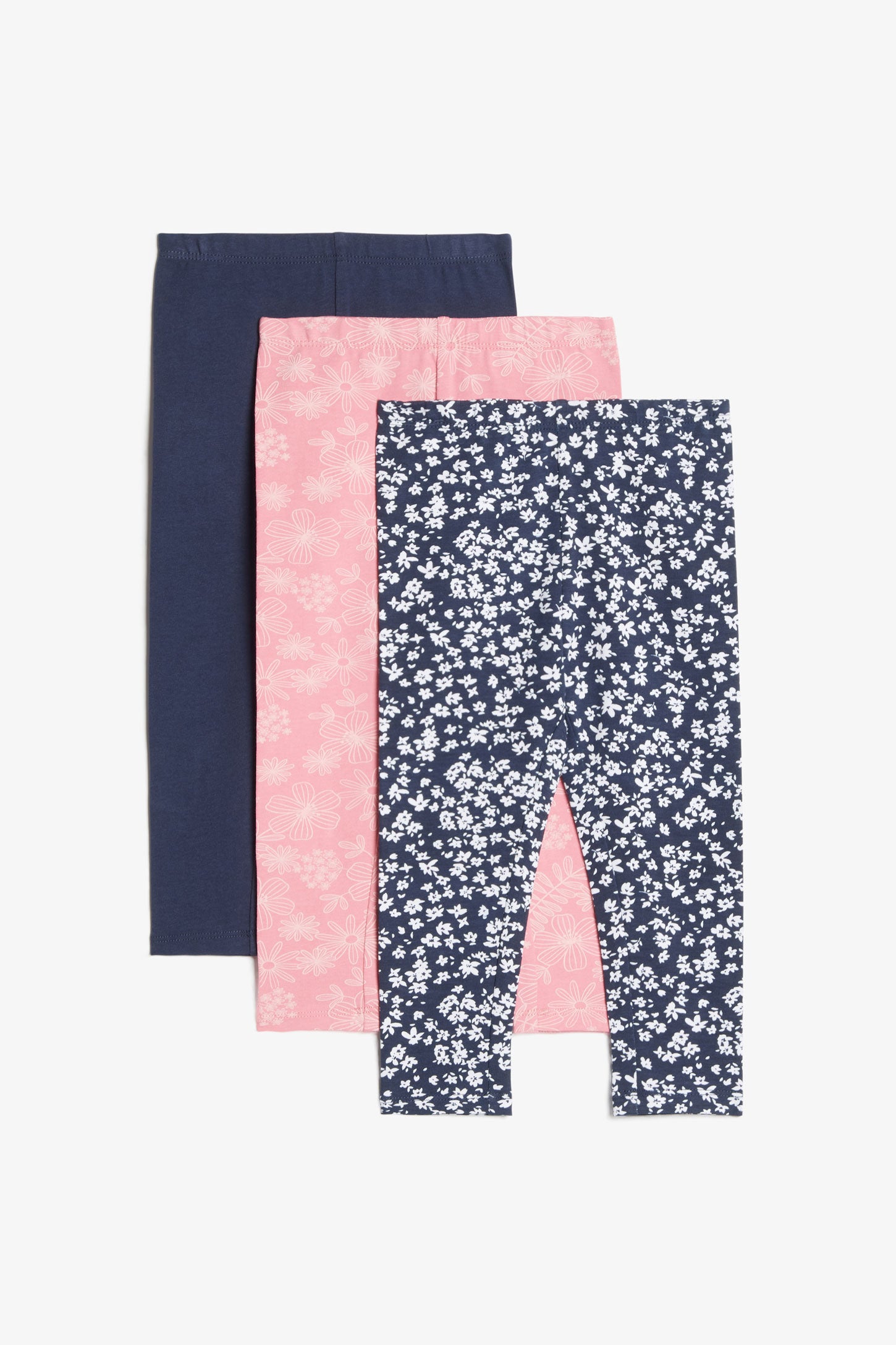 Prix pop, Lot de 3 leggings en coton - Enfant fille && BLEU MARINE