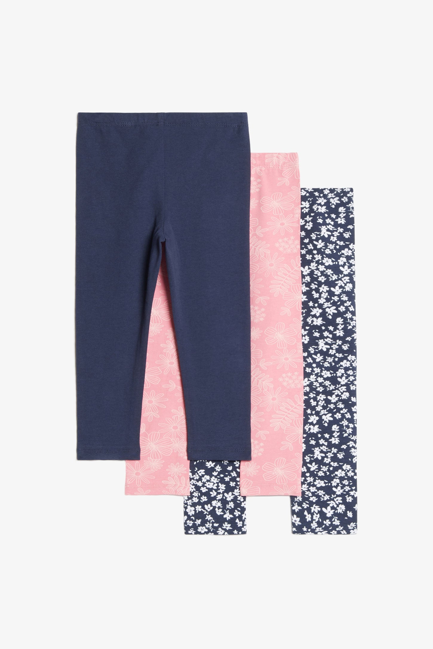 Prix pop, Lot de 3 leggings en coton - Enfant fille && BLEU MARINE