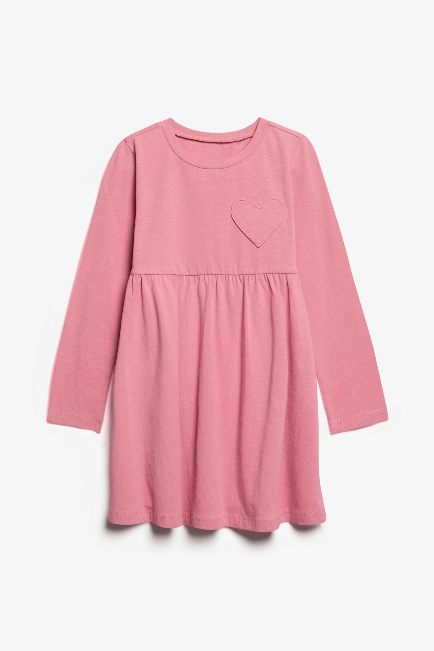 Robe manches longue en coton - Enfant fille && ROSE