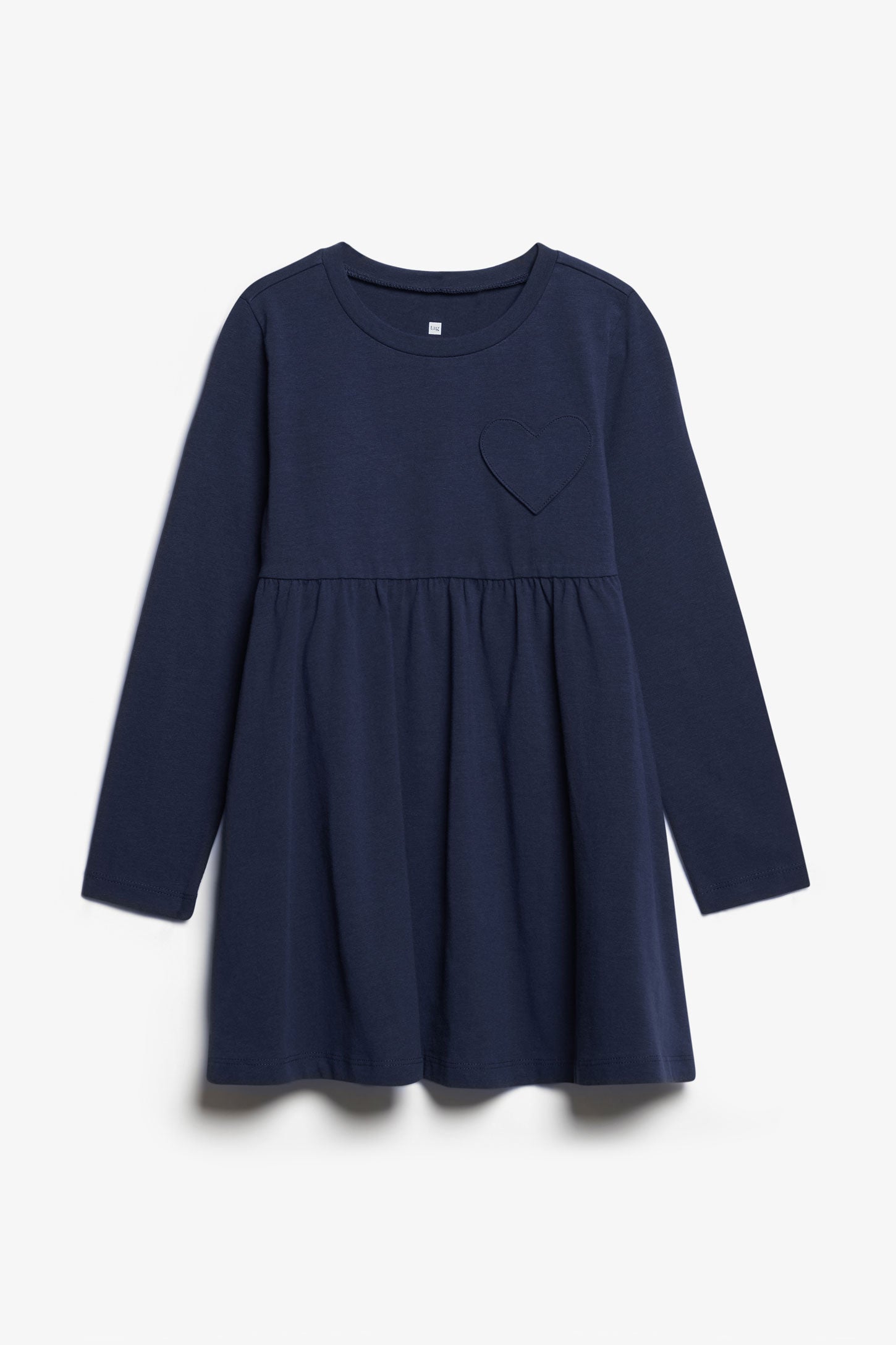 Robe manches longue en coton - Enfant fille && BLEU MARINE