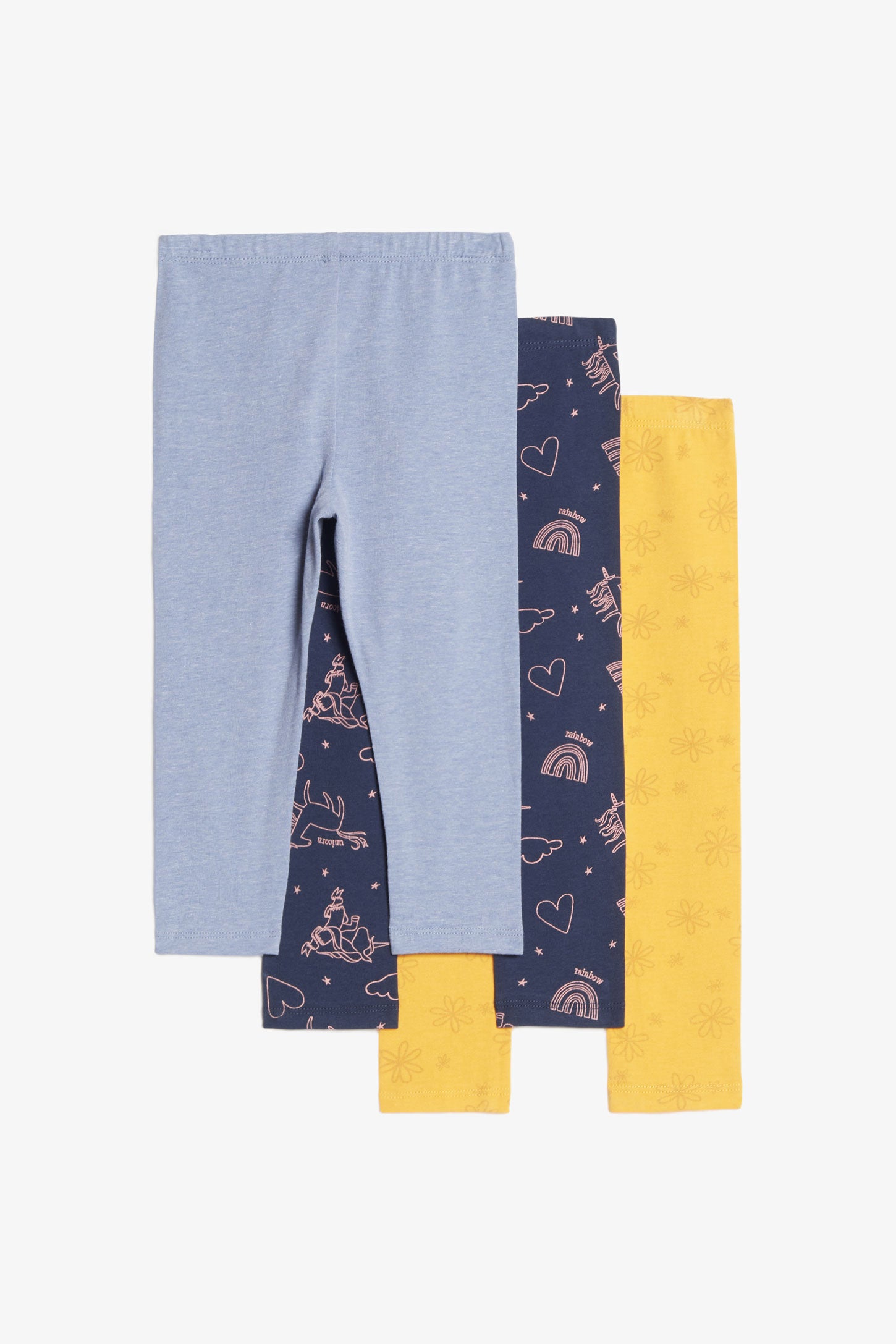 Prix pop, Lot de 3 leggings en coton - Bébé fille && BLEU