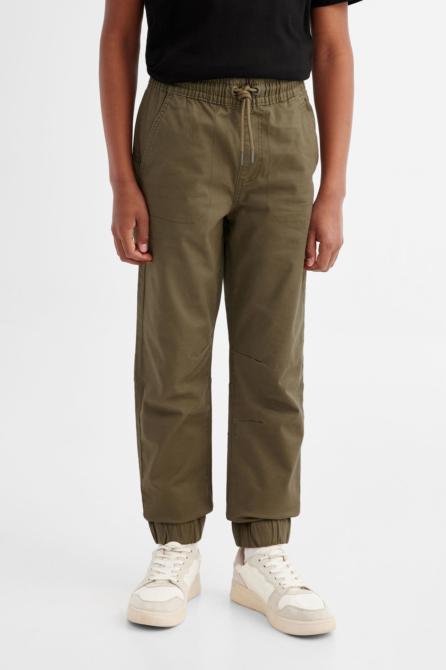 Pantalon jogger en twill, 2/50$ - Ado garçon && KAKI