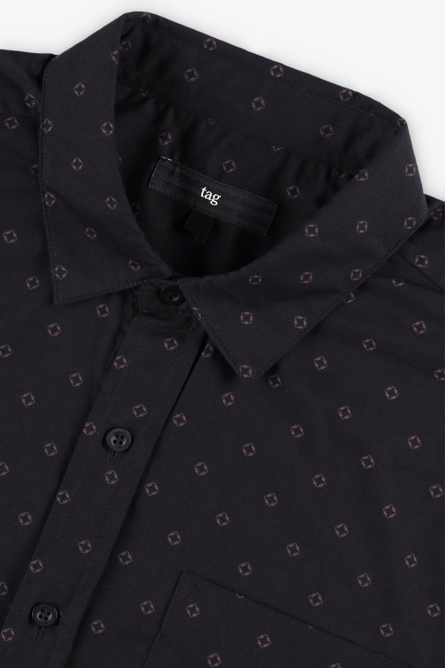 Chemise manches courtes imprimée en coton - Homme && NOIR