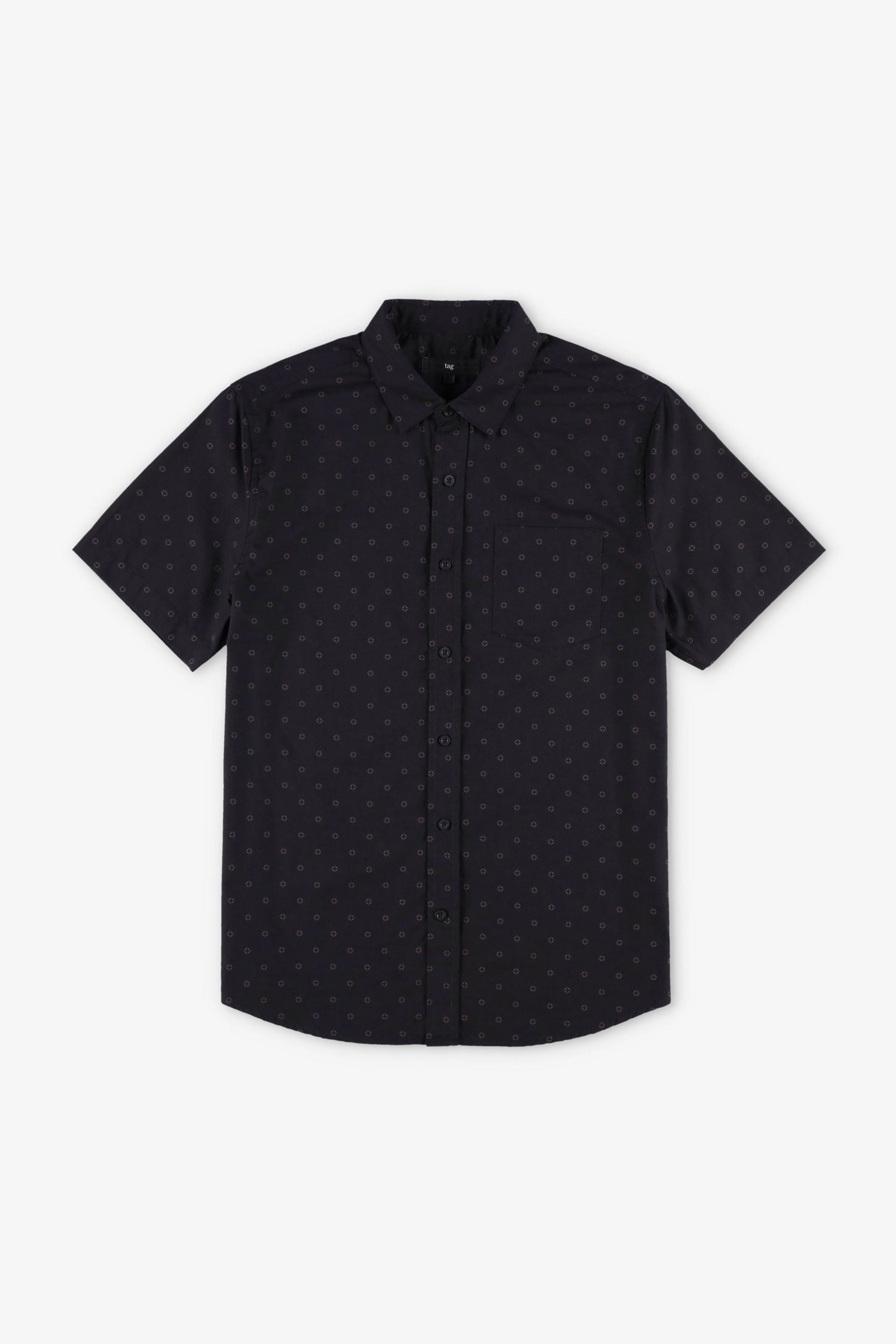 Chemise manches courtes imprimée en coton - Homme && NOIR