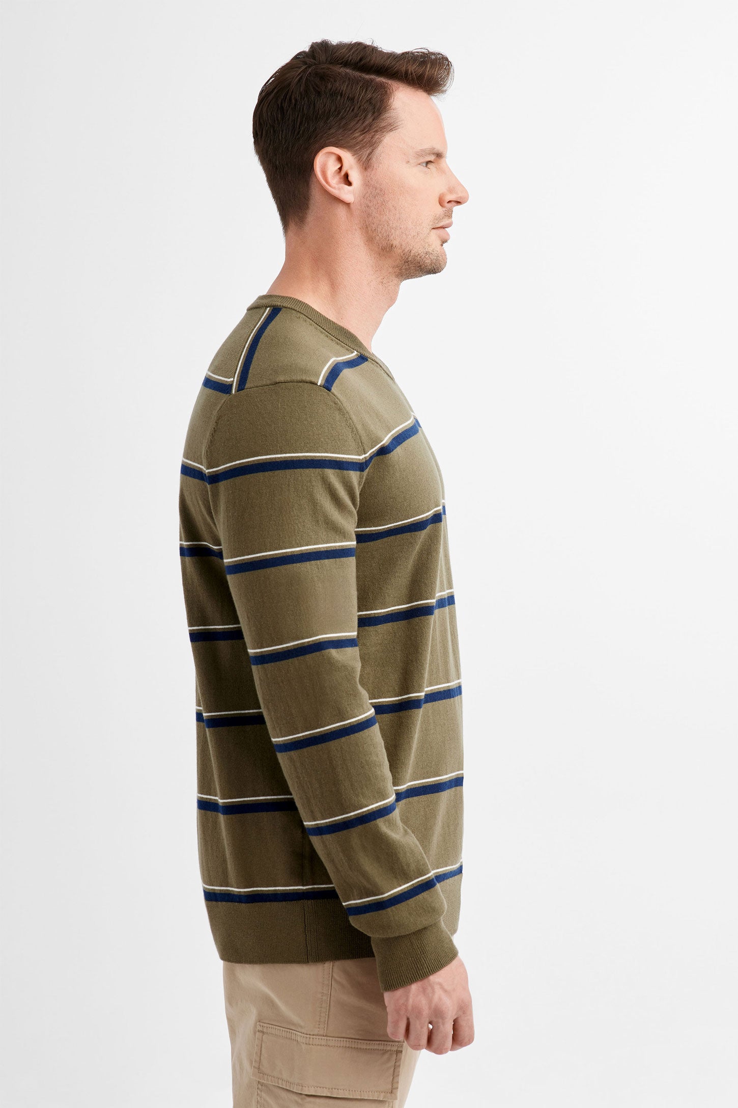 Chandail tricot col en V - Homme && KAKI