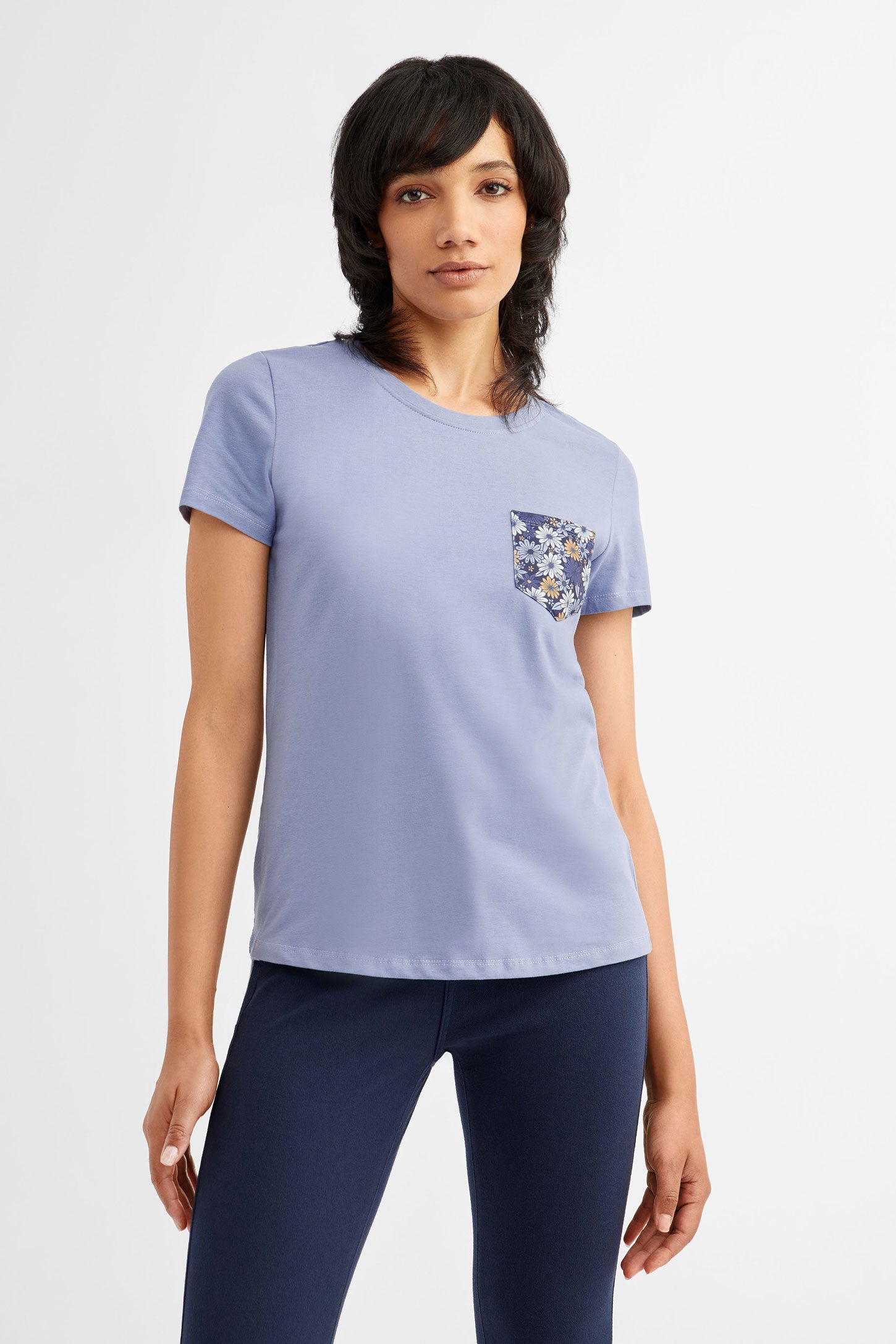 Duos futés, T-shirt à poche en coton, 2/30$ - Femme && BLEU