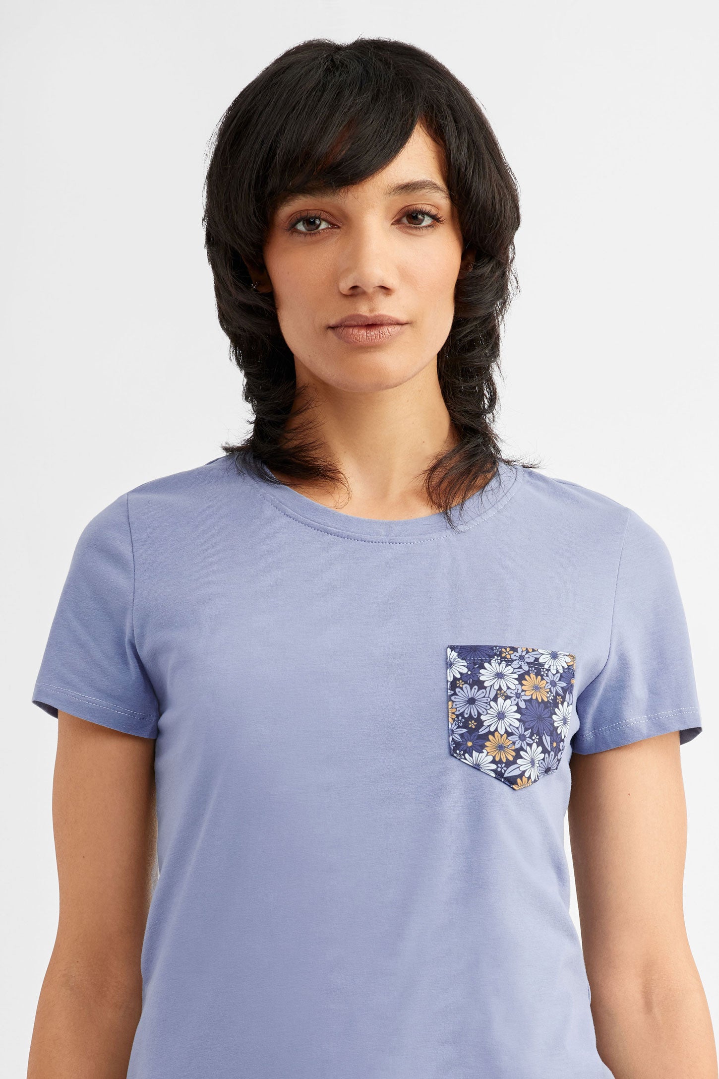 Duos futés, T-shirt à poche en coton, 2/30$ - Femme && BLEU