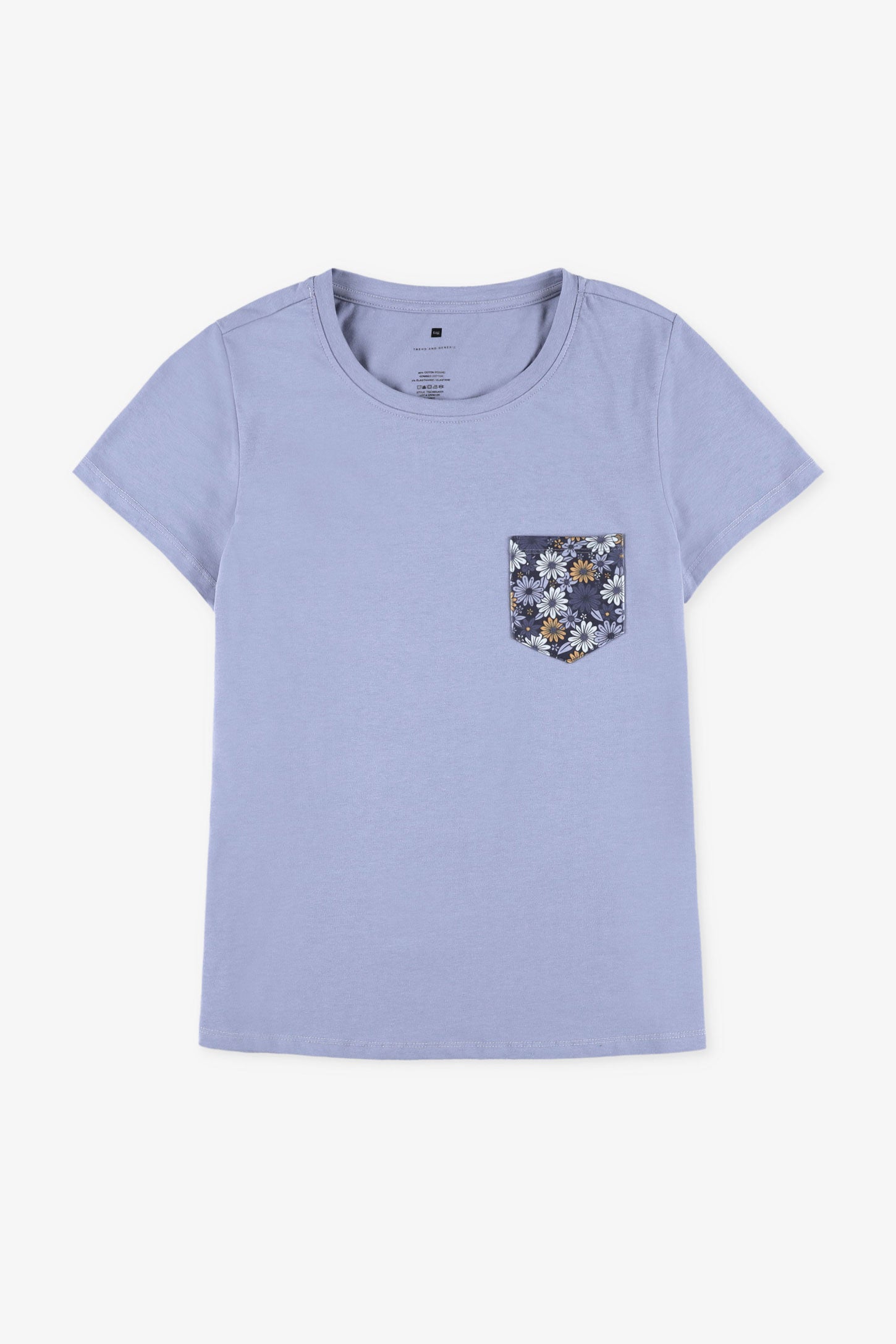 Duos futés, T-shirt à poche en coton, 2/30$ - Femme && BLEU