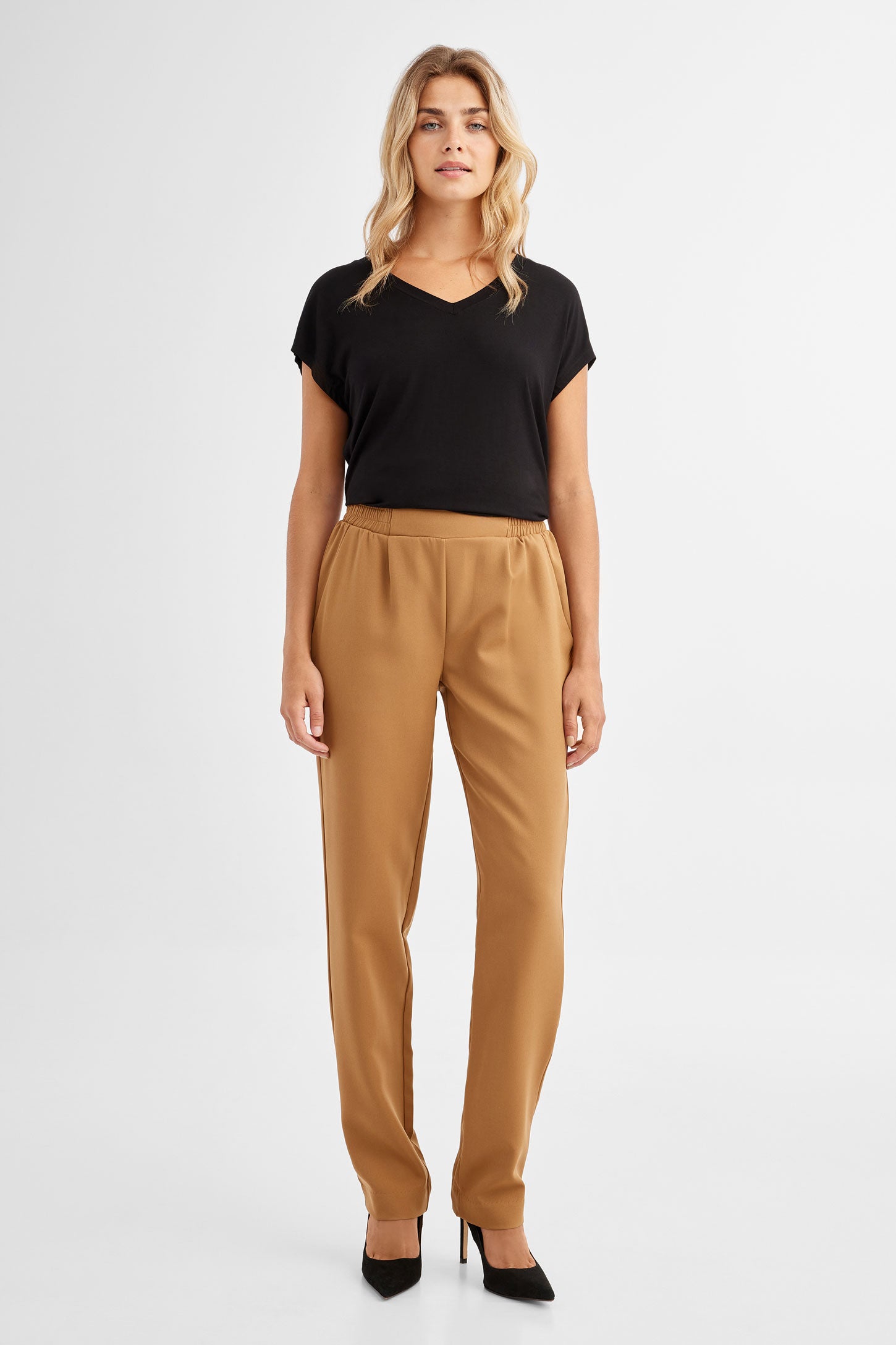 Pantalon discount elastiqué femme