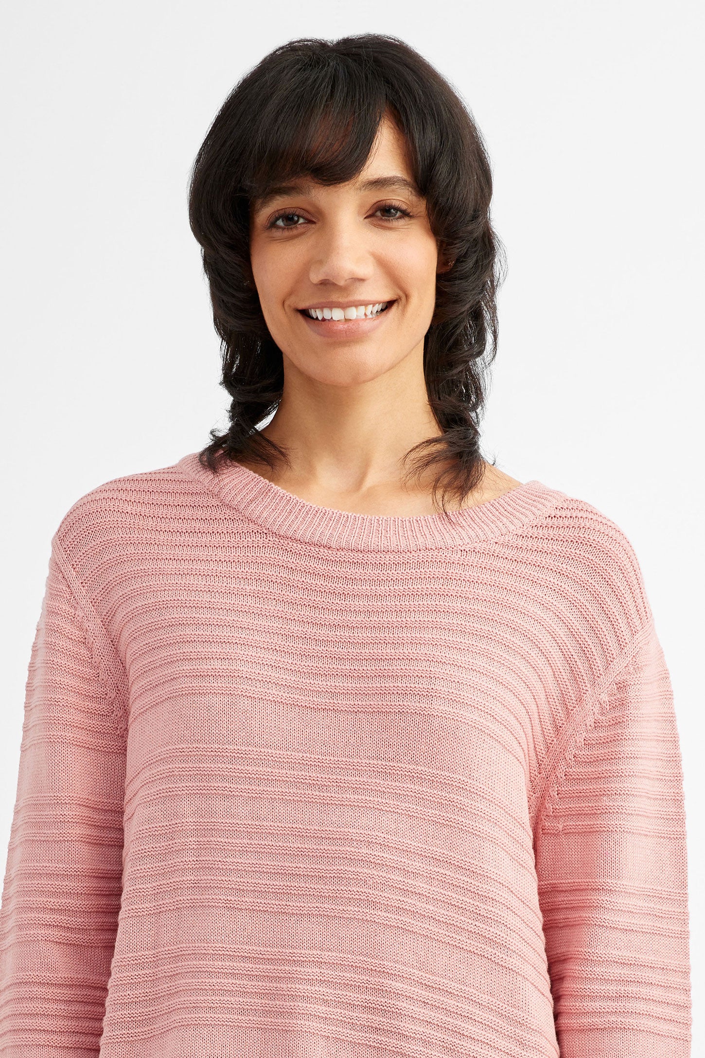 Chandail tricot col bateau - Femme && ROSE