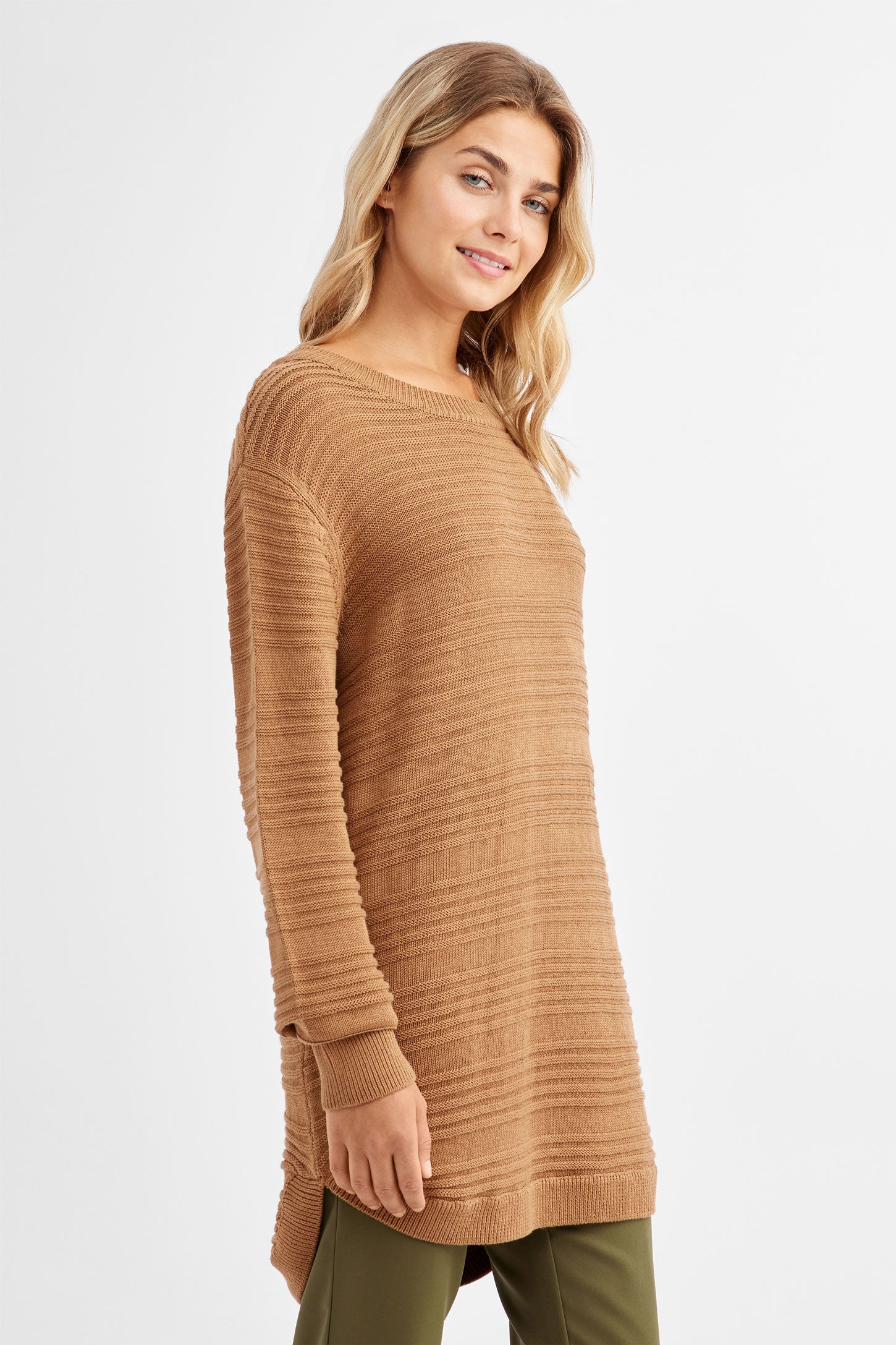 Chandail tricot col bateau - Femme && BEIGE