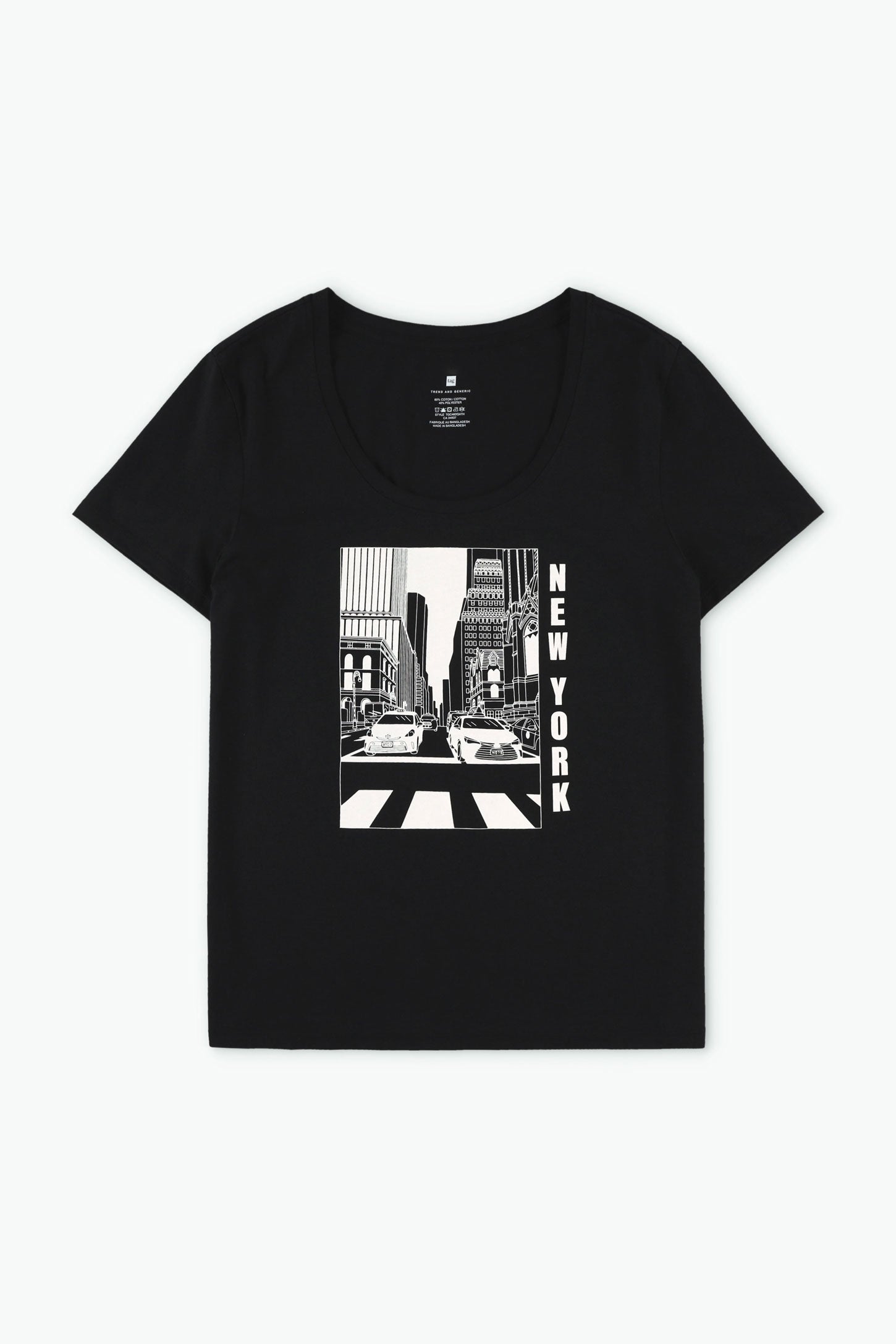 Duos futés, T-shirt imprimé en coton, 2/30$ - Femme && NOIR/MULTI