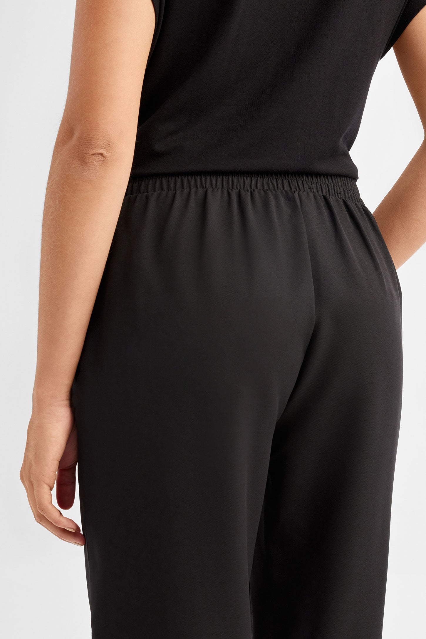 Pantalon jambe fuselée taille élastique - Femme && NOIR