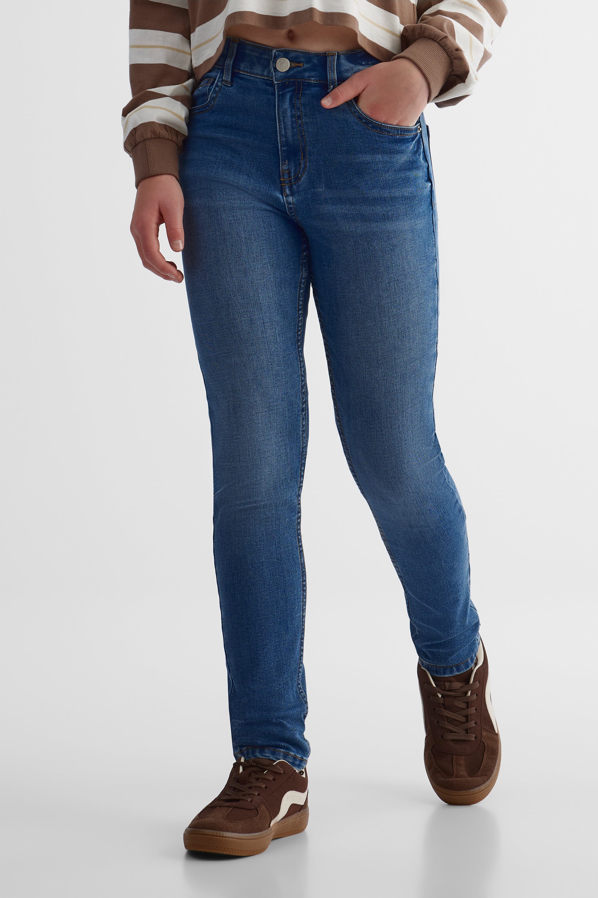 Jeans coupe ajustée – Ado fille && BLEU MOYEN